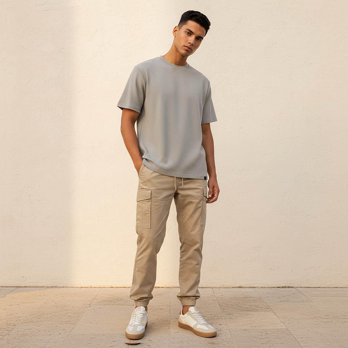 تيشيرت بنمط وافل بارز الملمس للرجال من لاف بانجولين-men-clothing-sportswearandactivewear-tshirtsandpolos-image-3