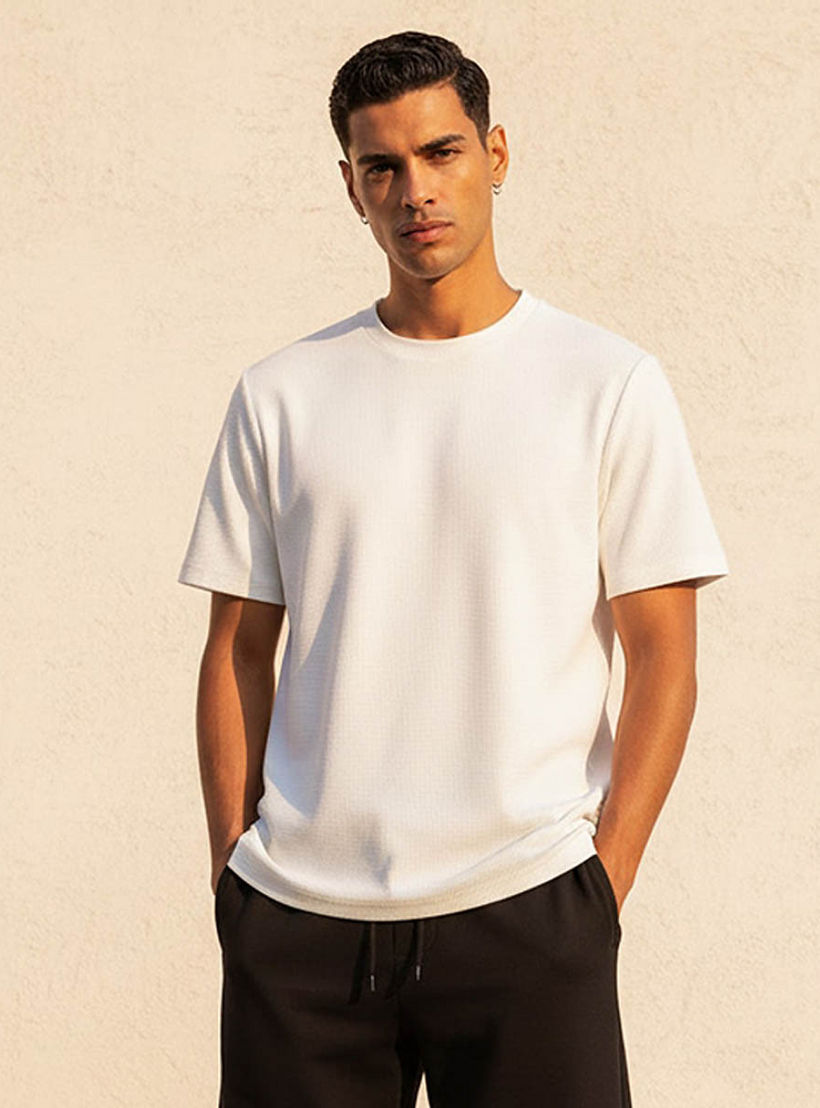 تيشيرت بنمط وافل بارز الملمس للرجال من لاف بانجولين-men-clothing-sportswearandactivewear-tshirtsandpolos-image-1