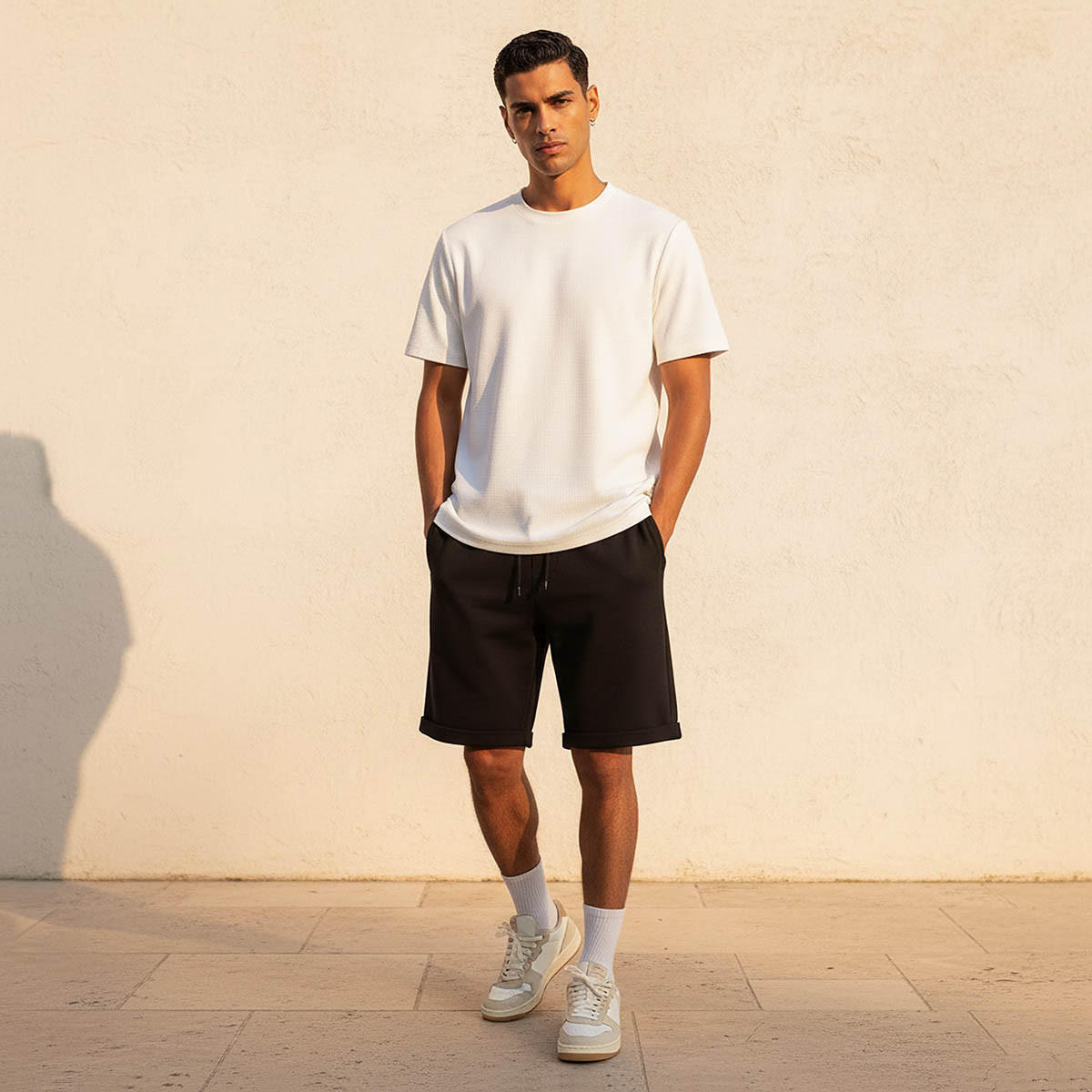 تيشيرت بنمط وافل بارز الملمس للرجال من لاف بانجولين-men-clothing-sportswearandactivewear-tshirtsandpolos-image-3