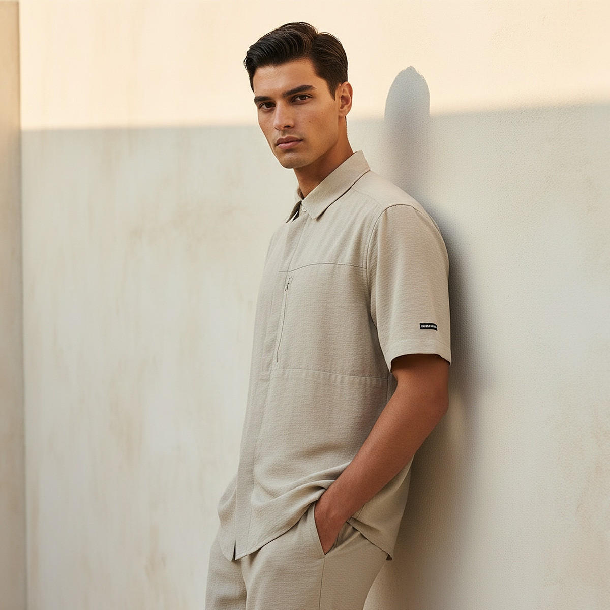 قميص بقصّة مريحة وياقة عادية وأكمام قصيرة من لاف بانجولين-men-clothing-shirts-image-1