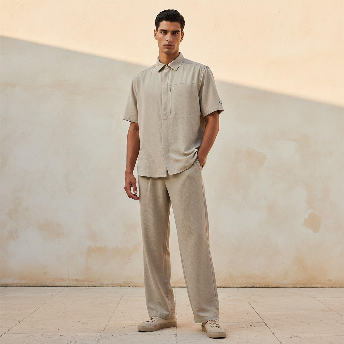 قميص بقصّة مريحة وياقة عادية وأكمام قصيرة من لاف بانجولين-men-clothing-shirts-image-3