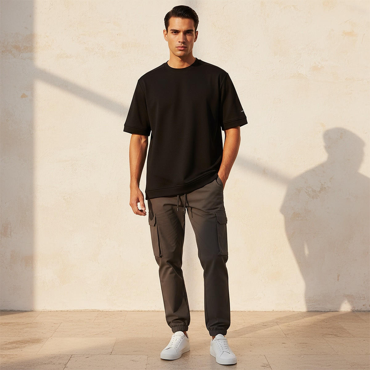 تيشيرت بلون موحد قابل للتمدد في اتجاهين من لاف بانجولين-men-clothing-sportswearandactivewear-tshirtsandpolos-image-3