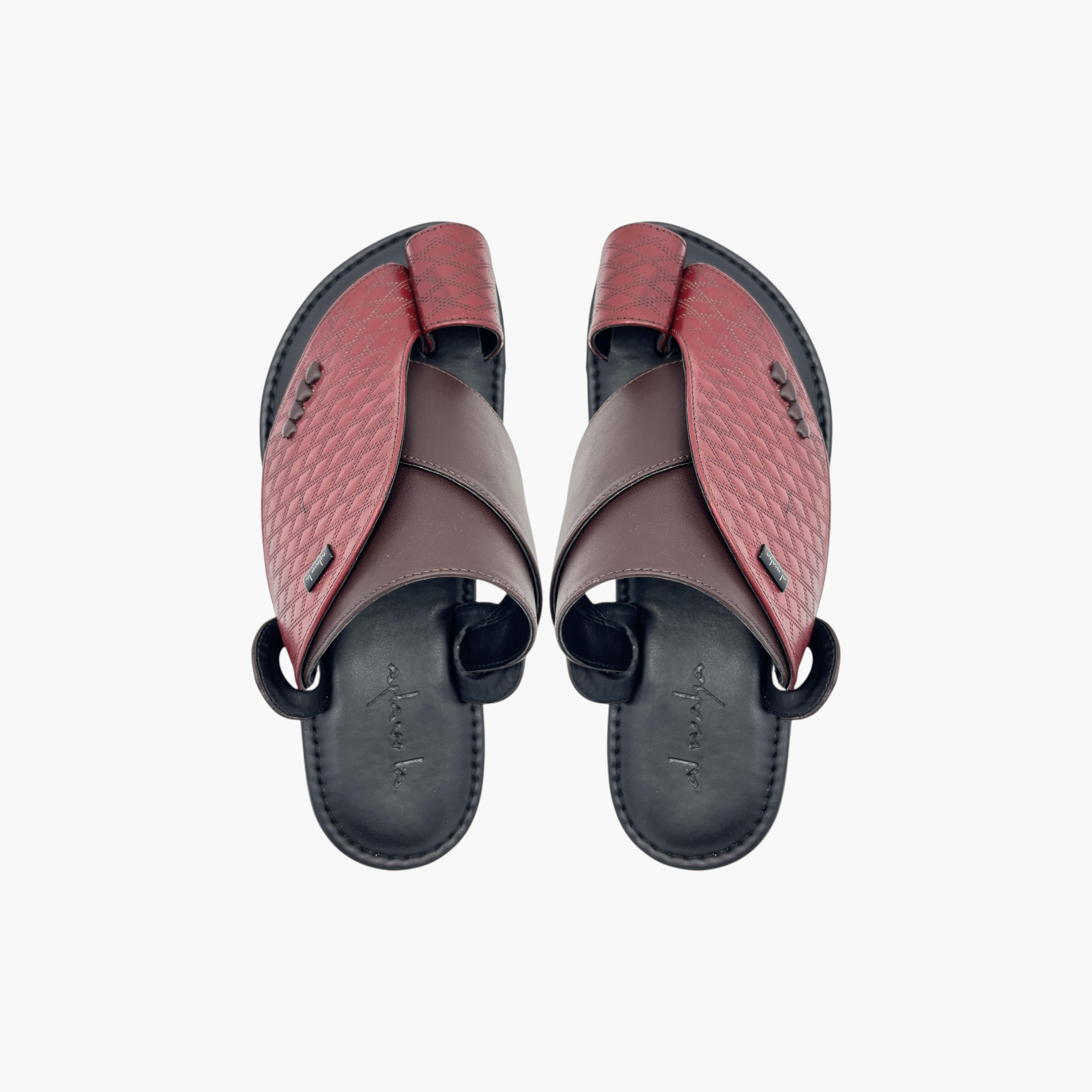 Al Waha Textured Slip-On Arabic Sandals with Toe Loop Detail-men-shoes-sandals-image-1