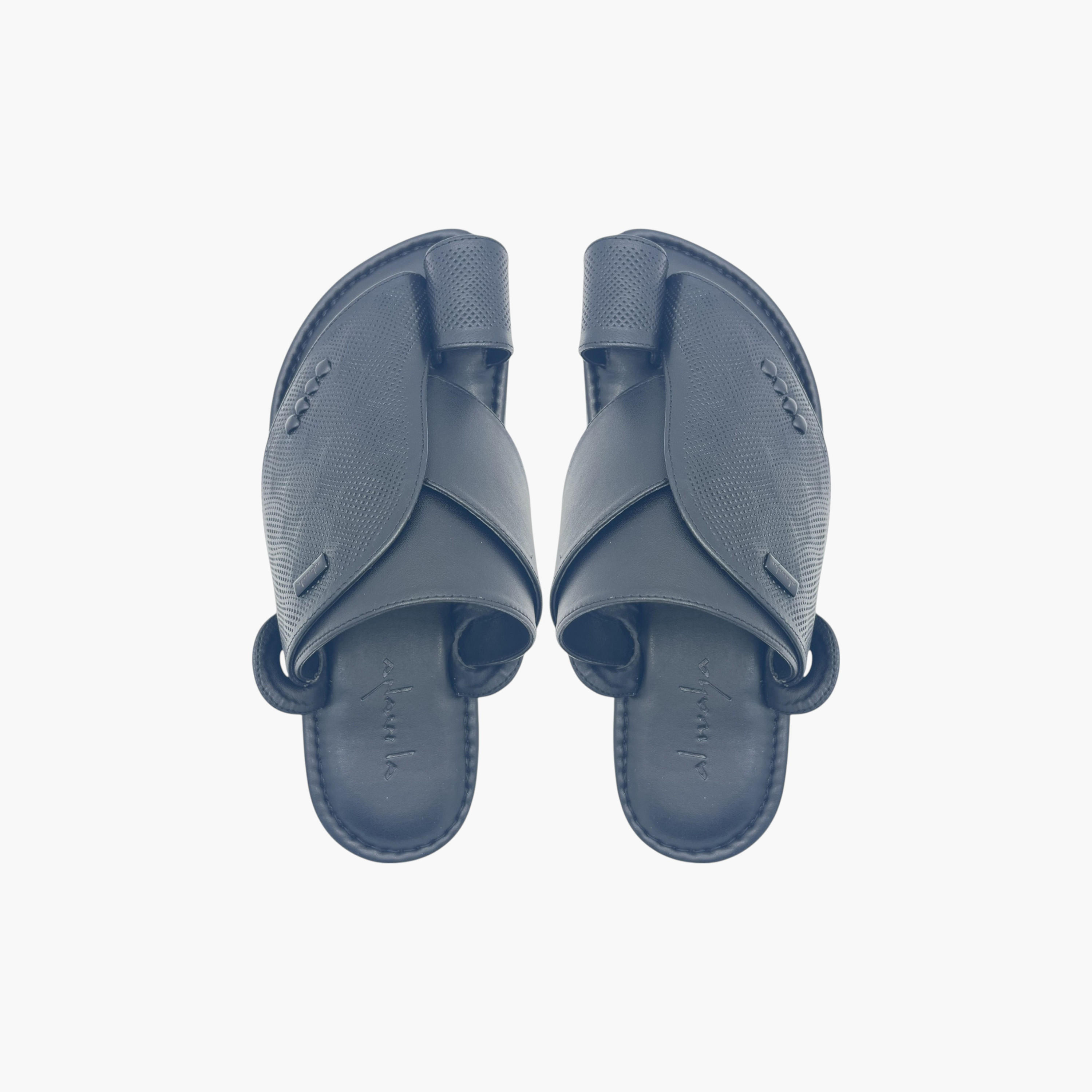 Al Waha Textured Slip-On Arabic Sandals with Toe Loop Detail-men-shoes-sandals-image-1
