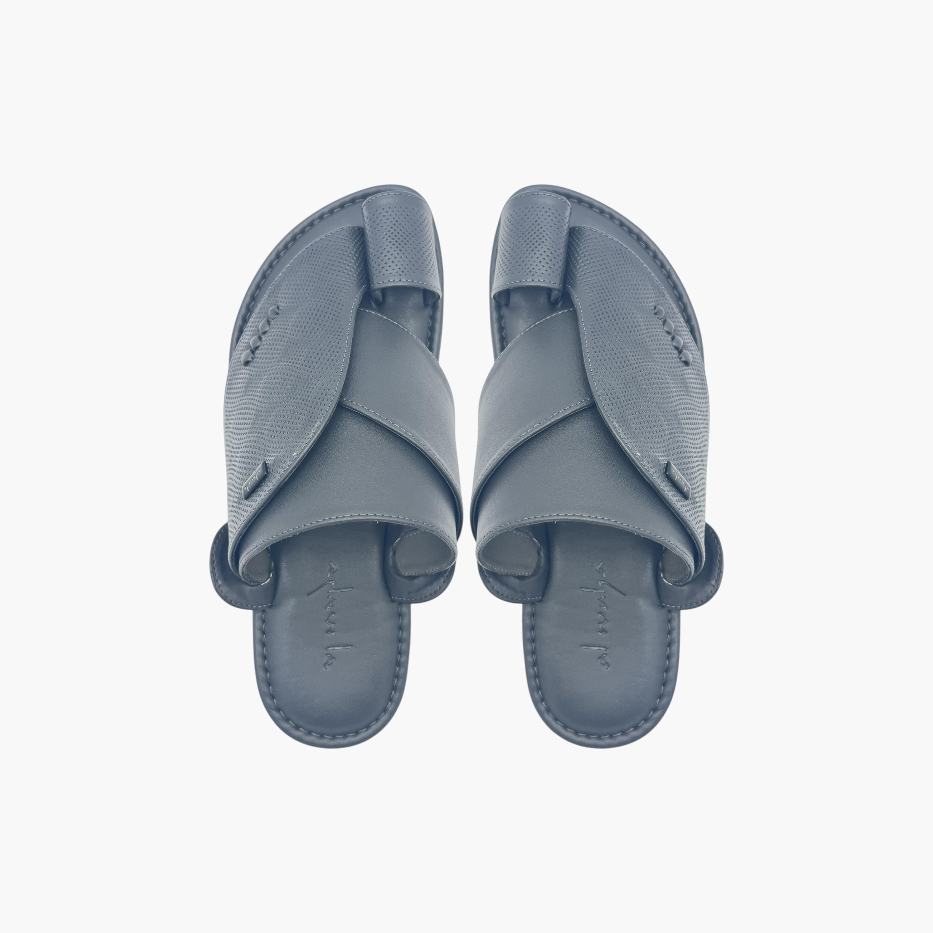 Al Waha Textured Slip-On Arabic Sandals with Toe Loop Detail-men-shoes-sandals-image-1
