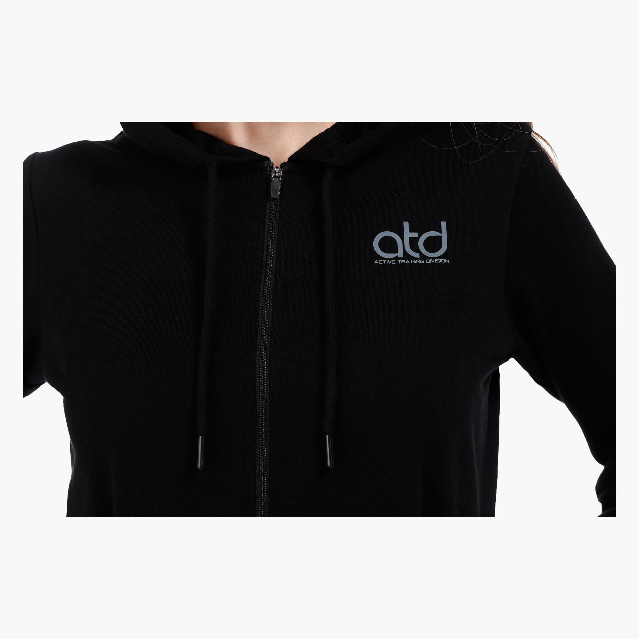 Basic Hooded Jacket with Long Sleeves in Slim Fit-women-clothing-sportswearandactivewear-hoodiesandsweatshirts-image-4