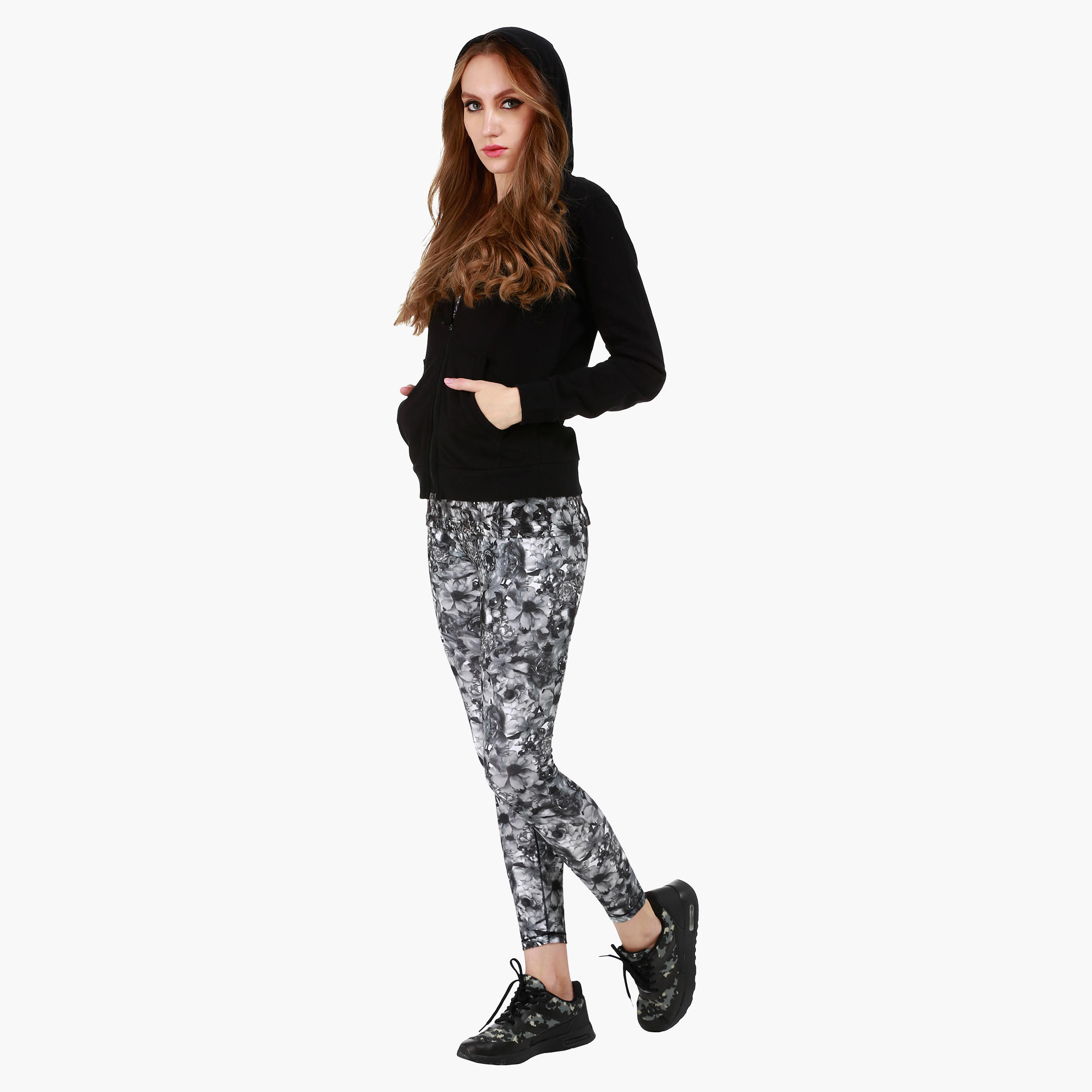 Basic Hooded Jacket with Long Sleeves in Slim Fit-women-clothing-sportswearandactivewear-hoodiesandsweatshirts-image-5