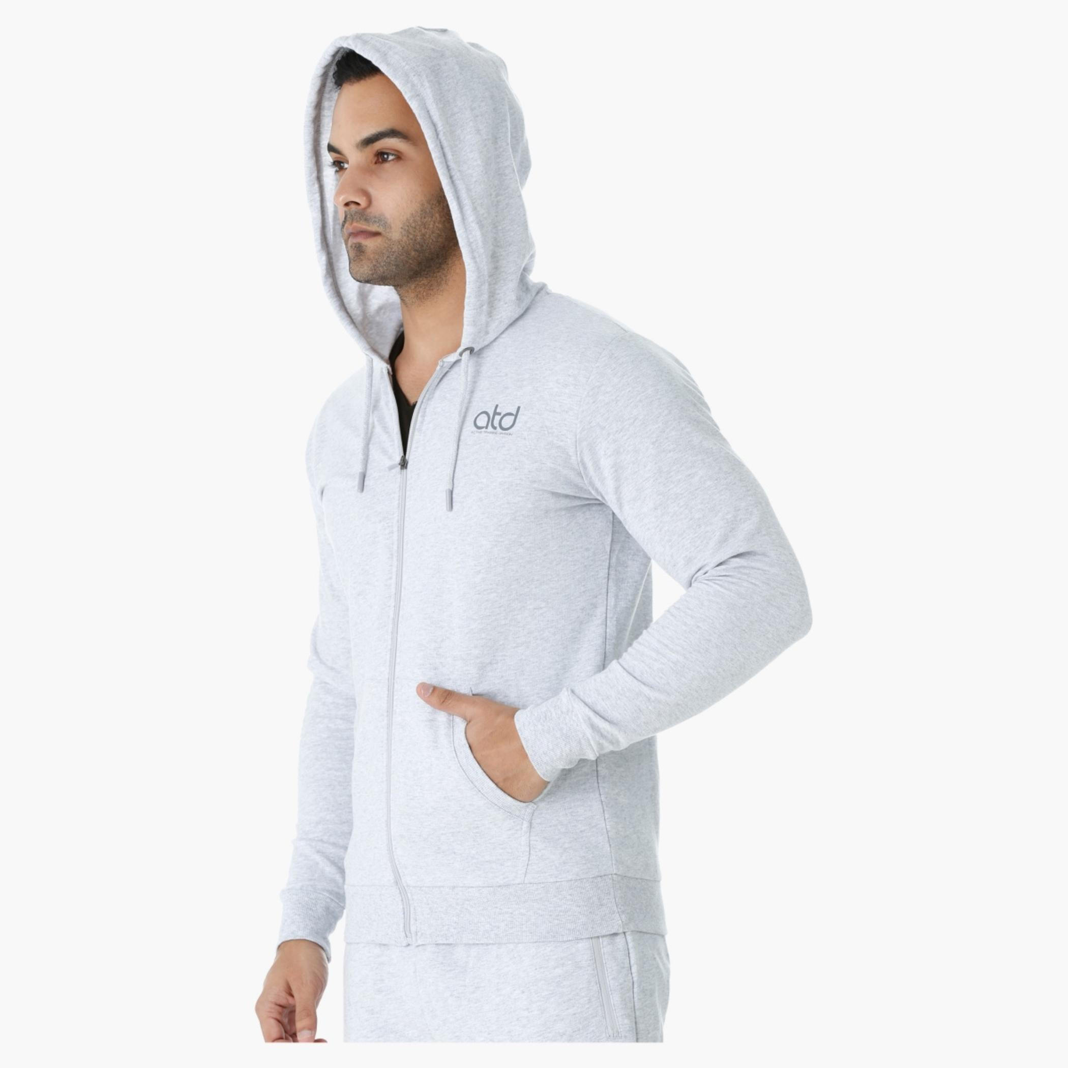 Melange Hooded Jacket with Long Sleeves-men-clothing-jacketsandblazers-jackets-image-3