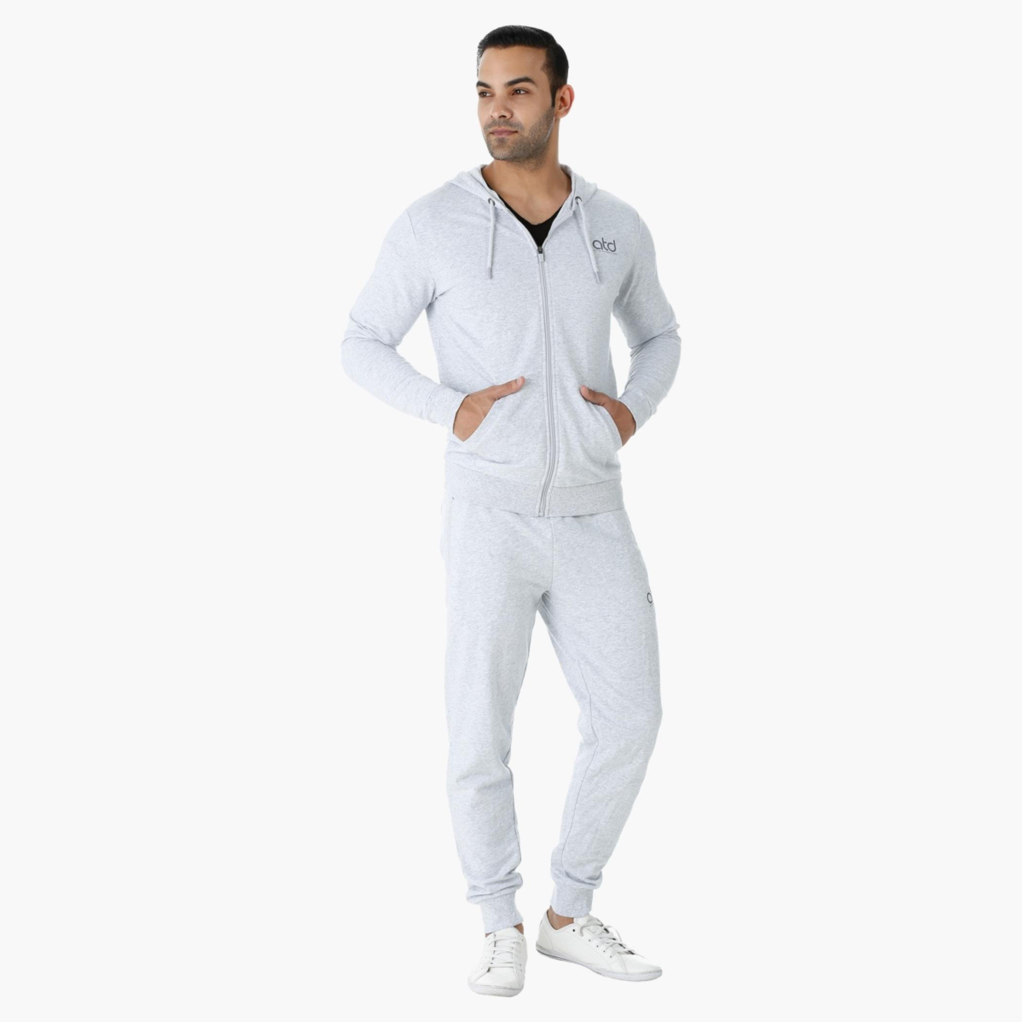Melange Hooded Jacket with Long Sleeves-men-clothing-jacketsandblazers-jackets-image-5
