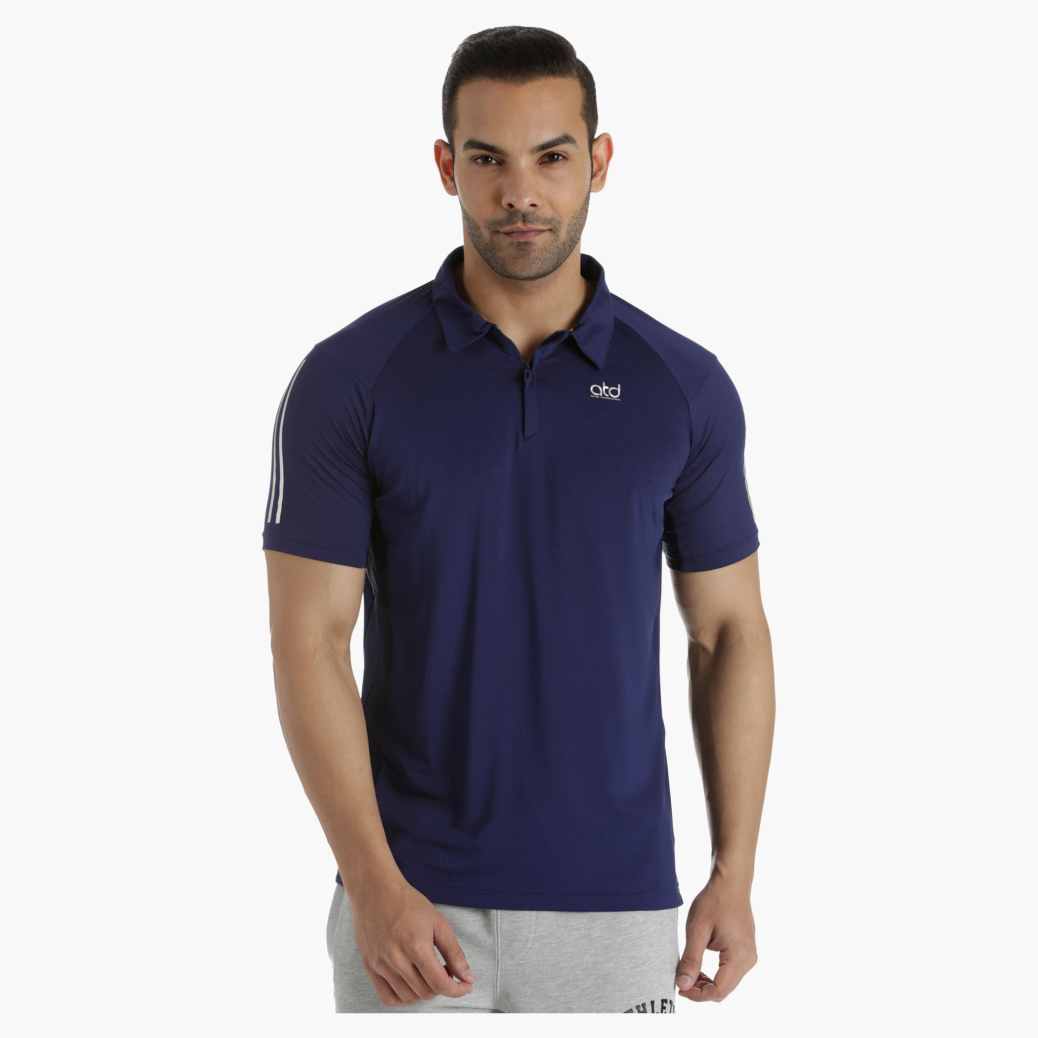 Polo T-Shirt with Raglan Sleeves and Cut-and-Sew Mesh Inserts in Regular Fit-men-clothing-tshirtsandpolos-polos-image-1