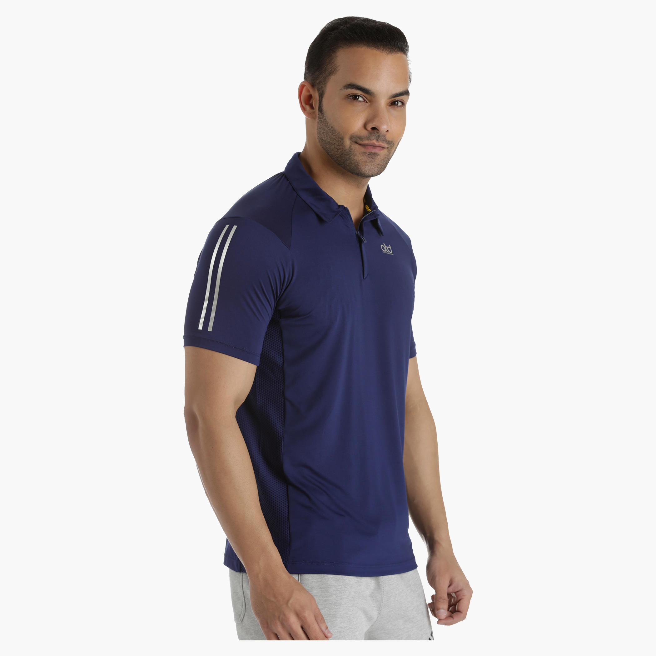 Polo T-Shirt with Raglan Sleeves and Cut-and-Sew Mesh Inserts in Regular Fit-men-clothing-tshirtsandpolos-polos-image-3