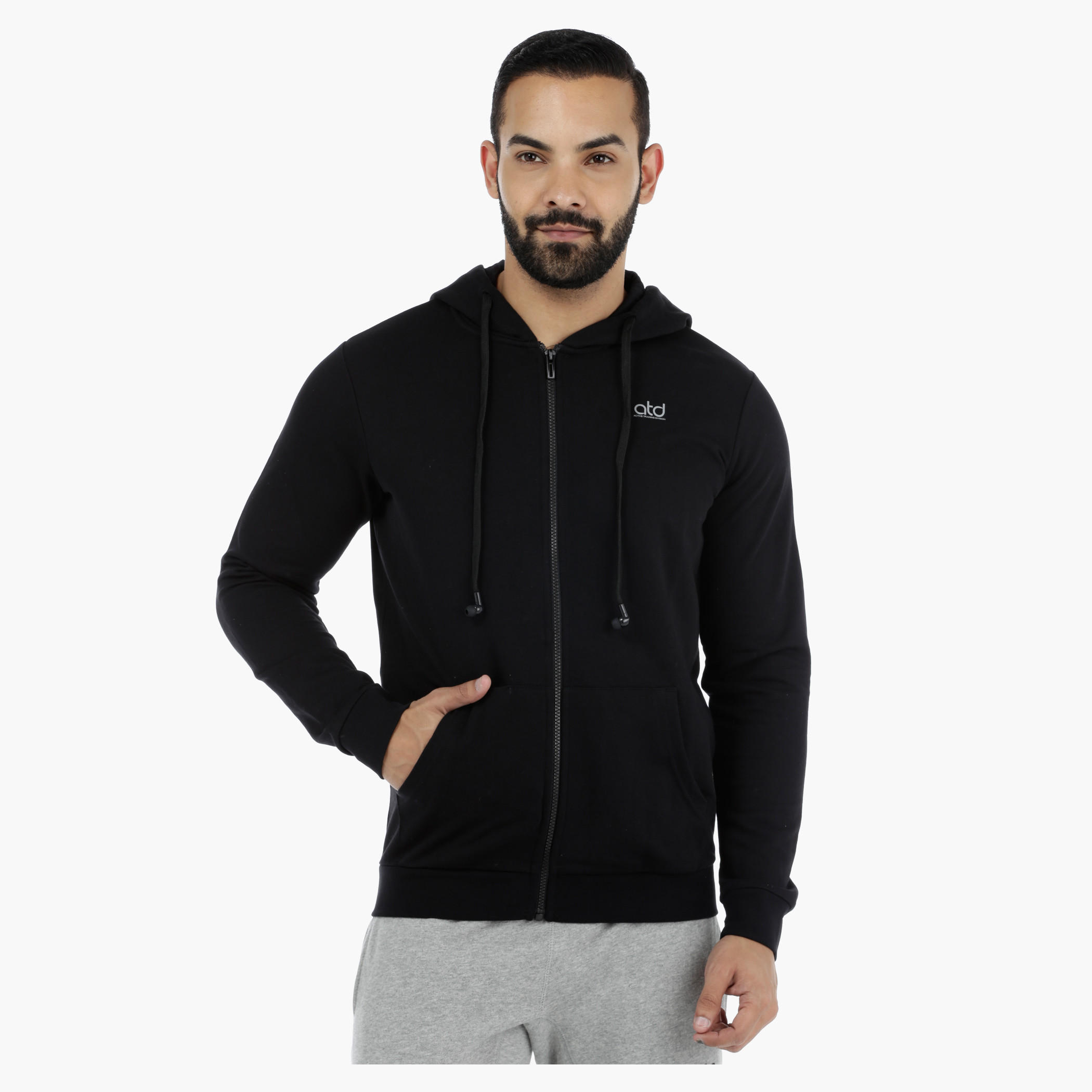 Hooded Sweatshirt with Earbuds-men-winterwear-hoodiesandsweatshirts-image-1
