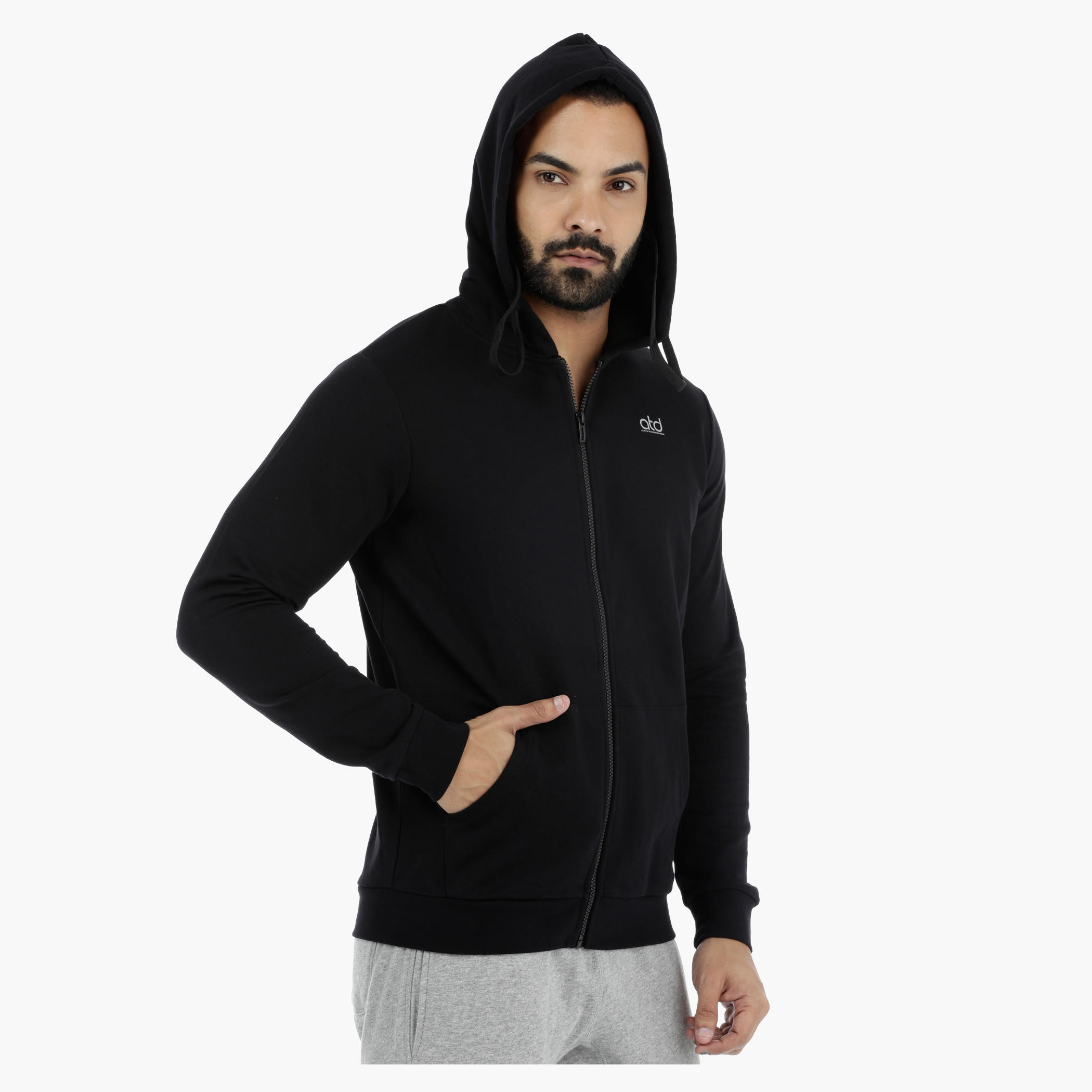 Hooded Sweatshirt with Earbuds-men-winterwear-hoodiesandsweatshirts-image-3