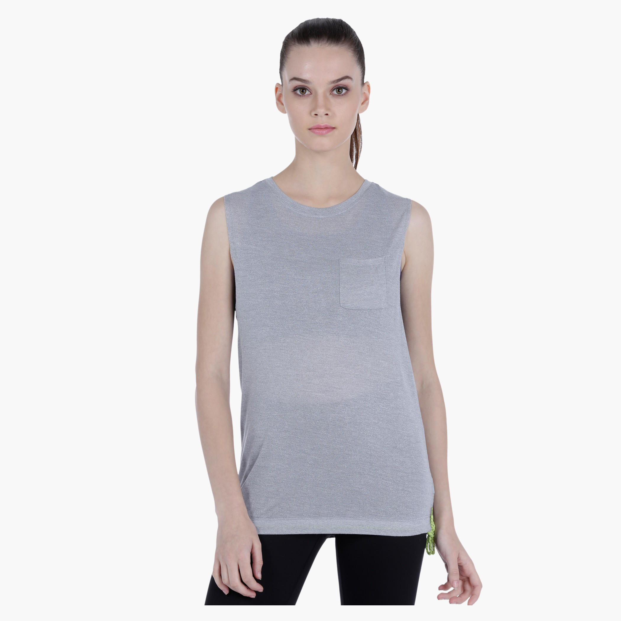 Printed Vest with Round Neck and Elasticised Hem-women-clothing-tshirts-image-1