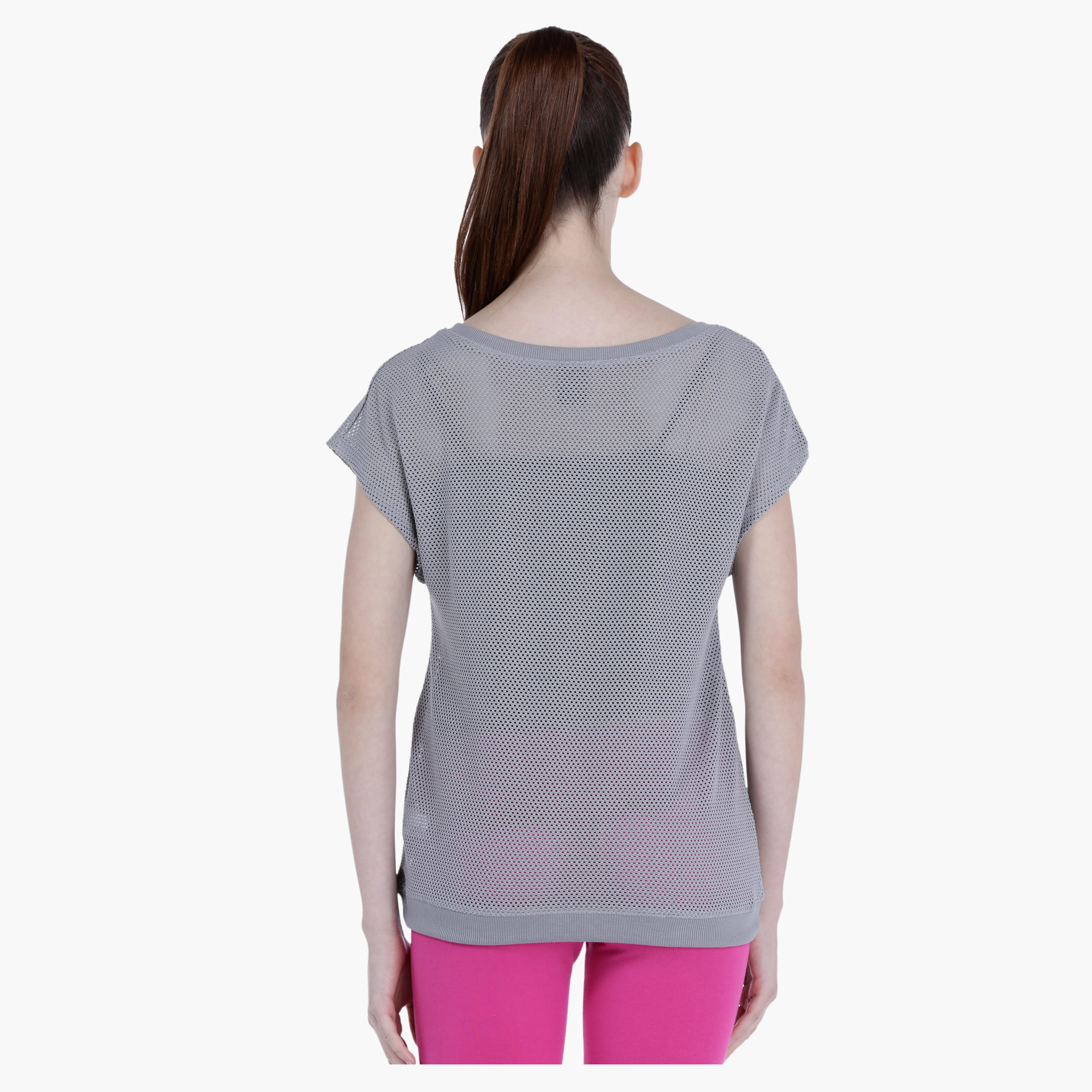 Printed Mesh T-Shirt with Short Sleeves and Round Neck-women-clothing-tshirts-image-2