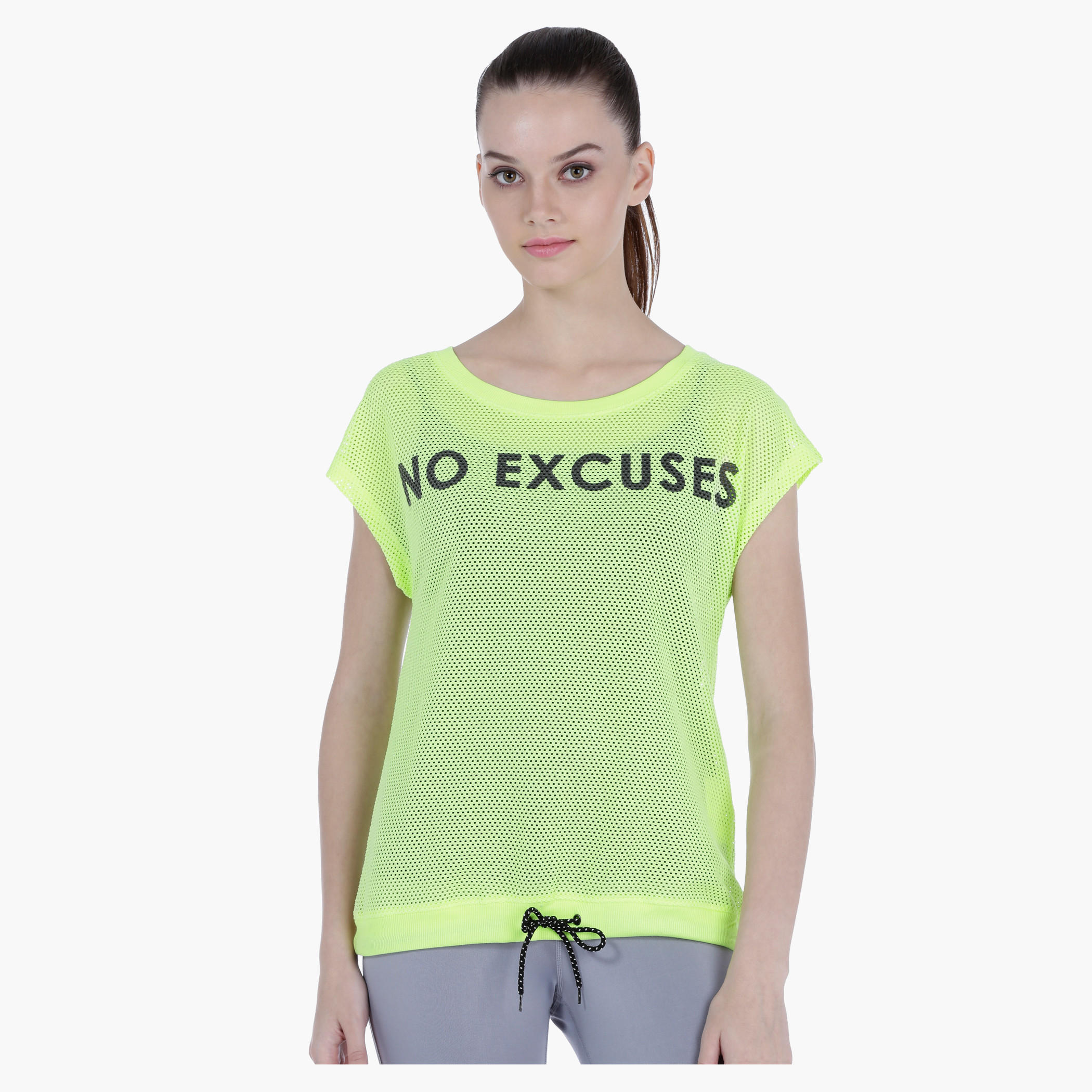 Printed Mesh T-Shirt with Short Sleeves and Round Neck-women-clothing-tshirts-image-1