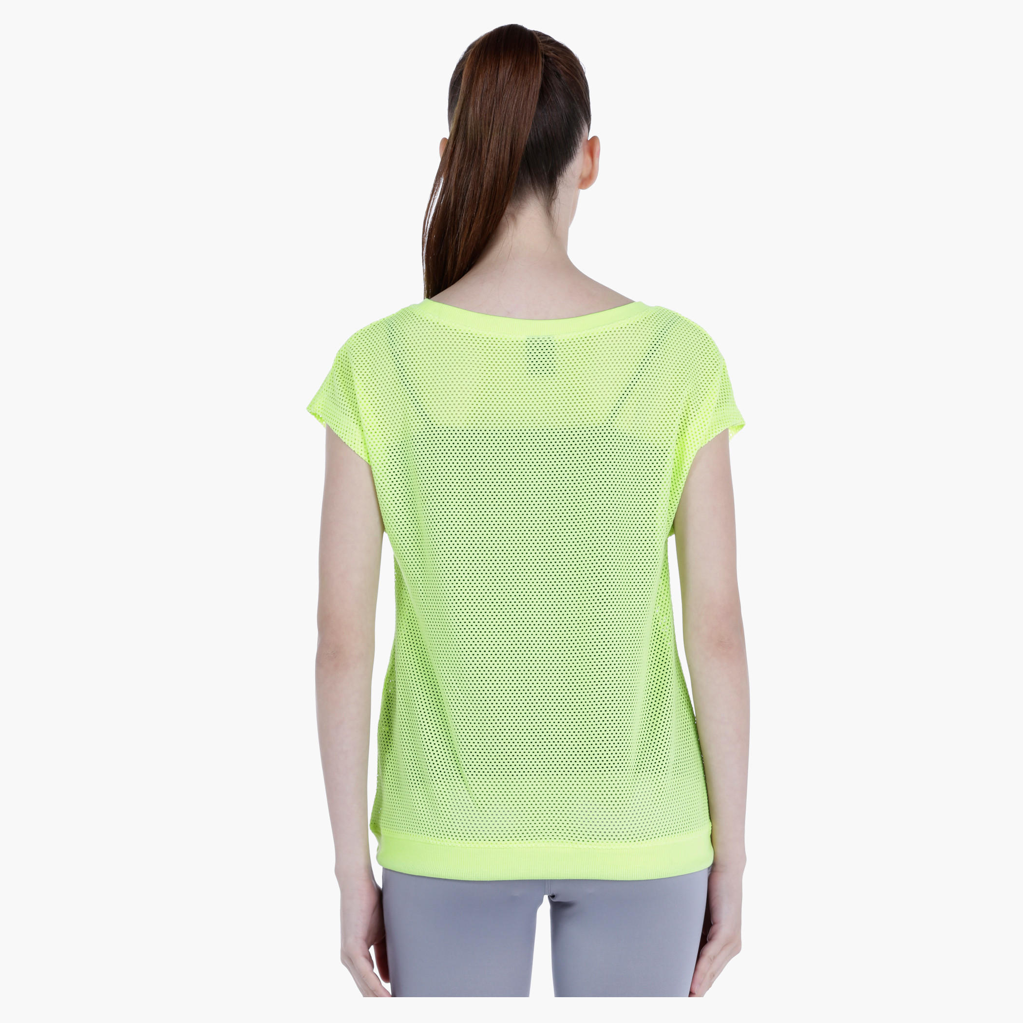 Printed Mesh T-Shirt with Short Sleeves and Round Neck-women-clothing-tshirts-image-2