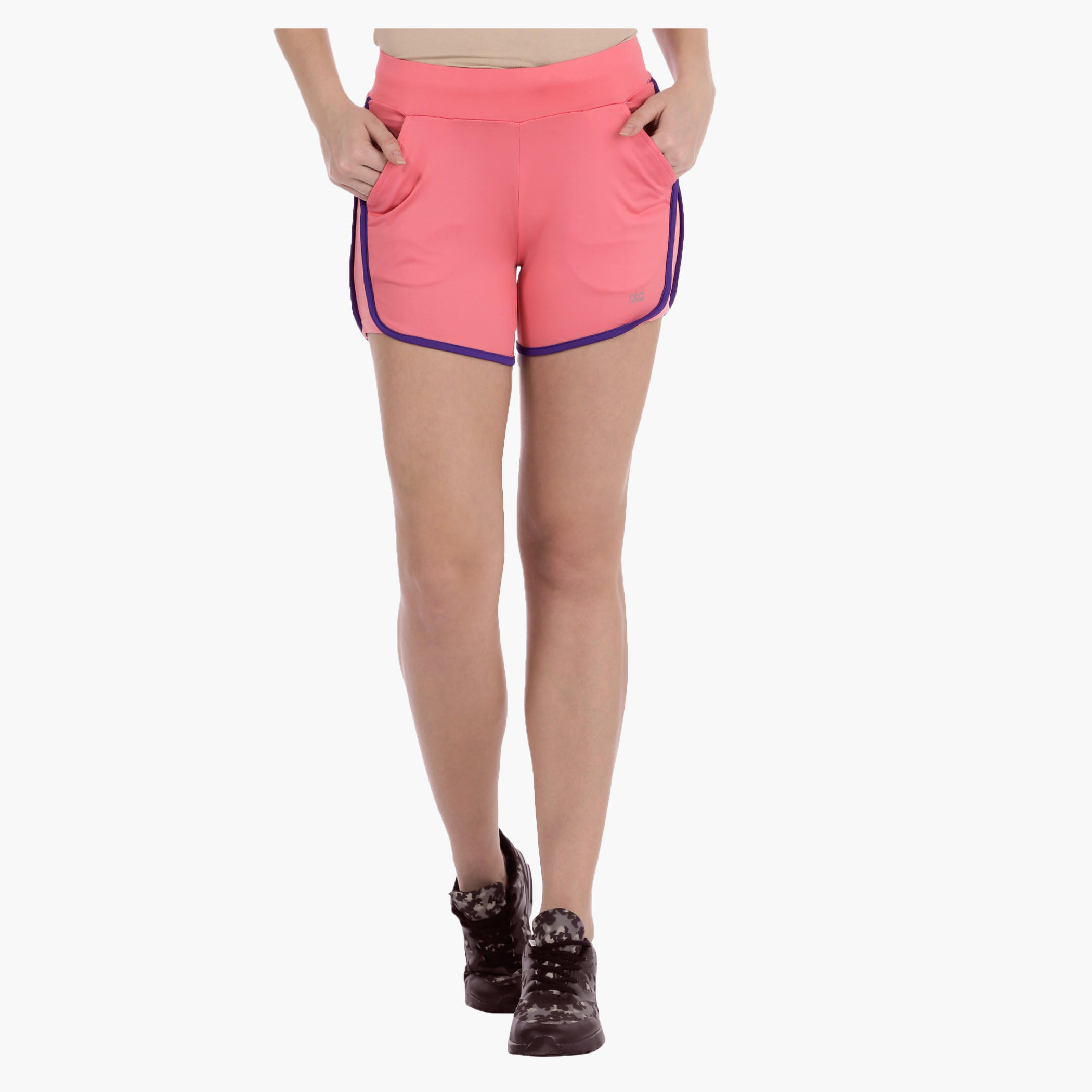 Woven Shorts with Contrast Piping-women-clothing-sportswearandactivewear-bottoms-image-4