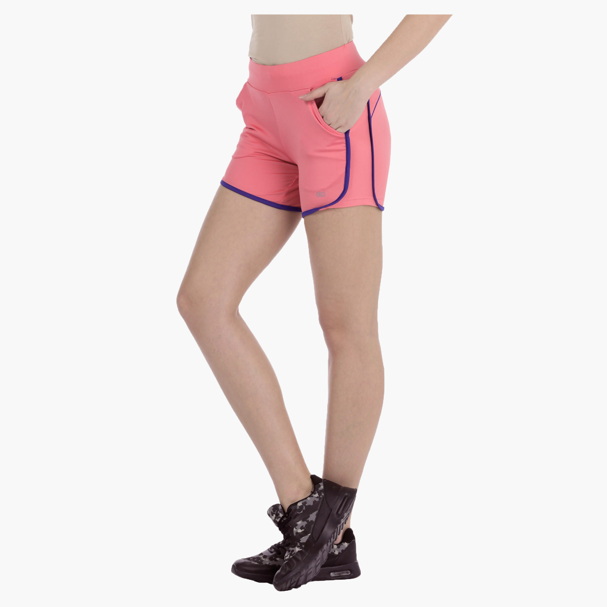 Woven Shorts with Contrast Piping-women-clothing-sportswearandactivewear-bottoms-image-2