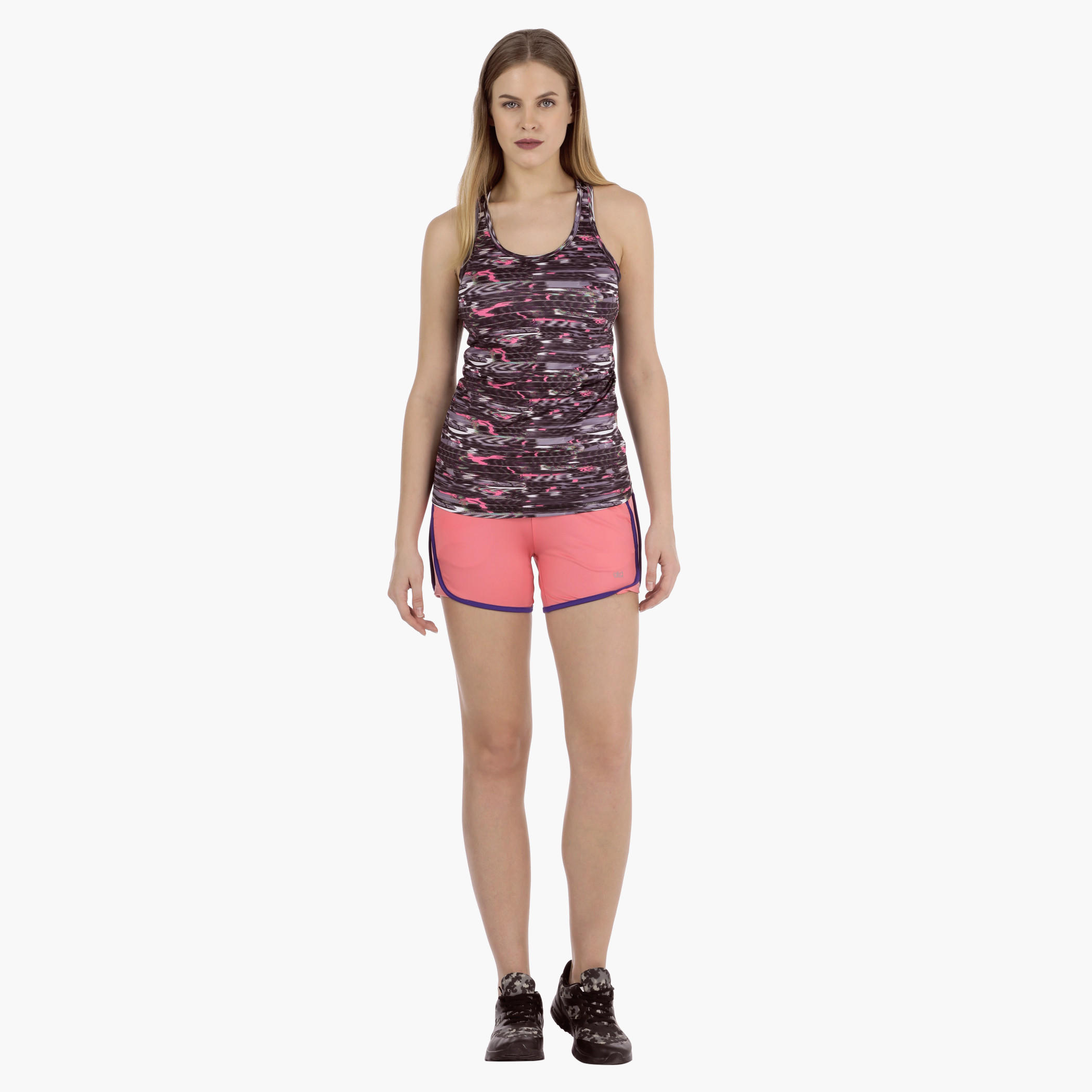 Woven Shorts with Contrast Piping-women-clothing-sportswearandactivewear-bottoms-image-1