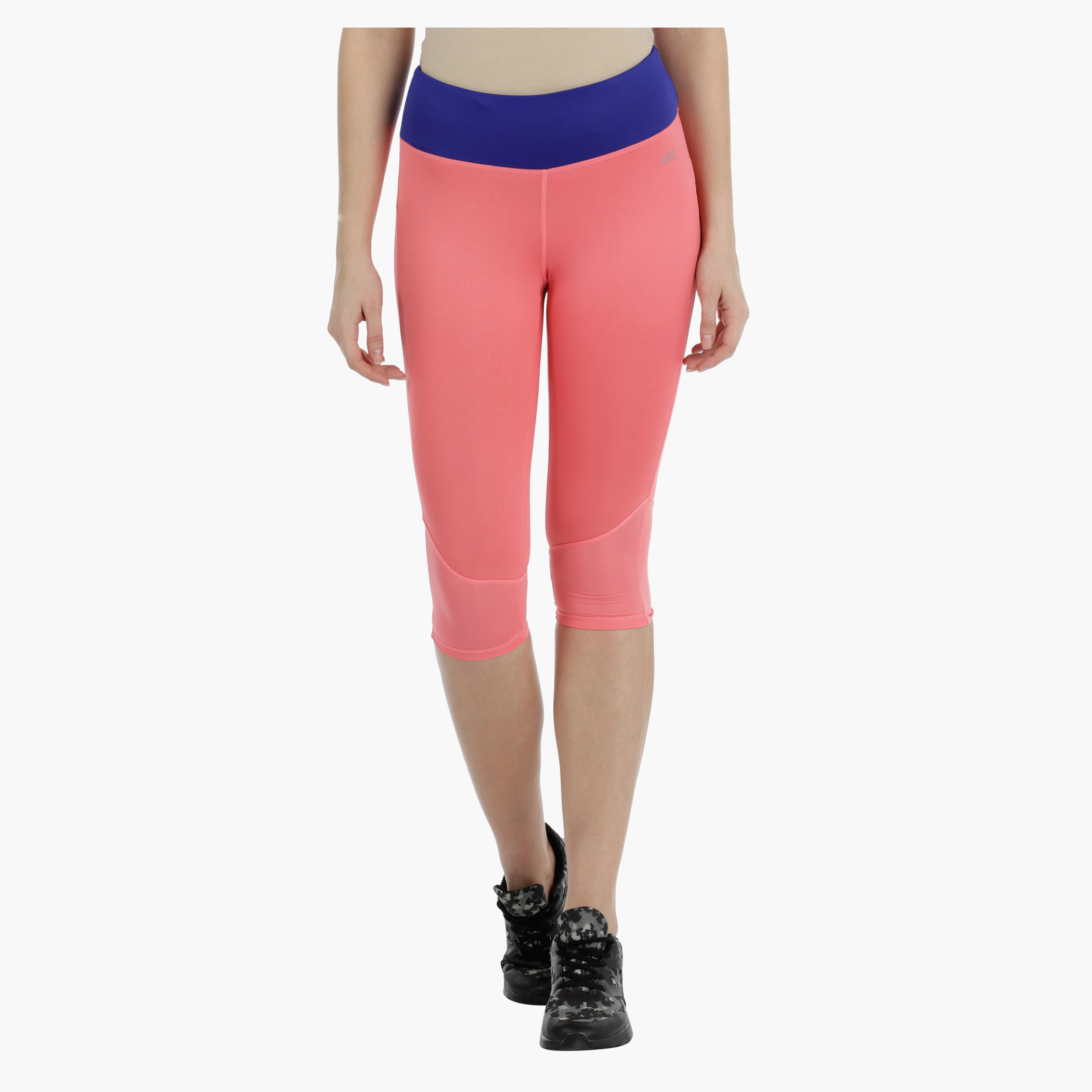 Solid Cropped Leggings with Mesh Inserts-women-clothing-sportswearandactivewear-bottoms-image-1