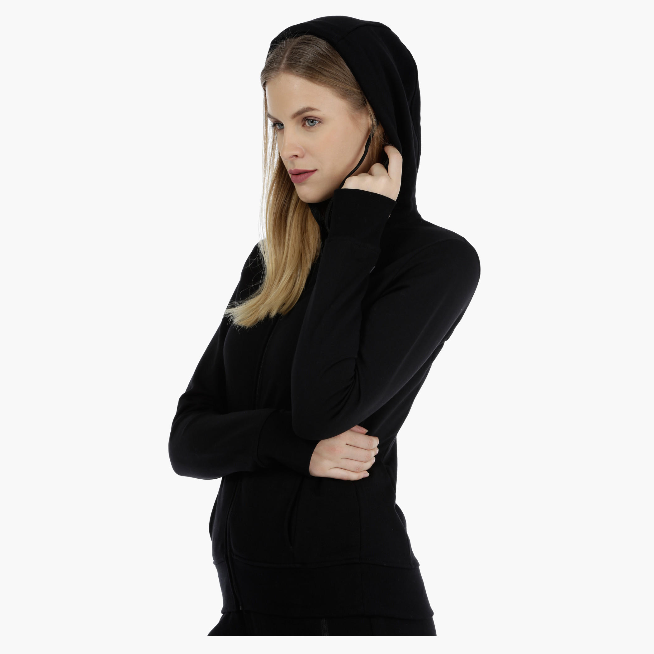 Full-sleeved Cut N Sew Hooded Sweatshirt with Earbuds-women-clothing-sportswearandactivewear-hoodiesandsweatshirts-image-3