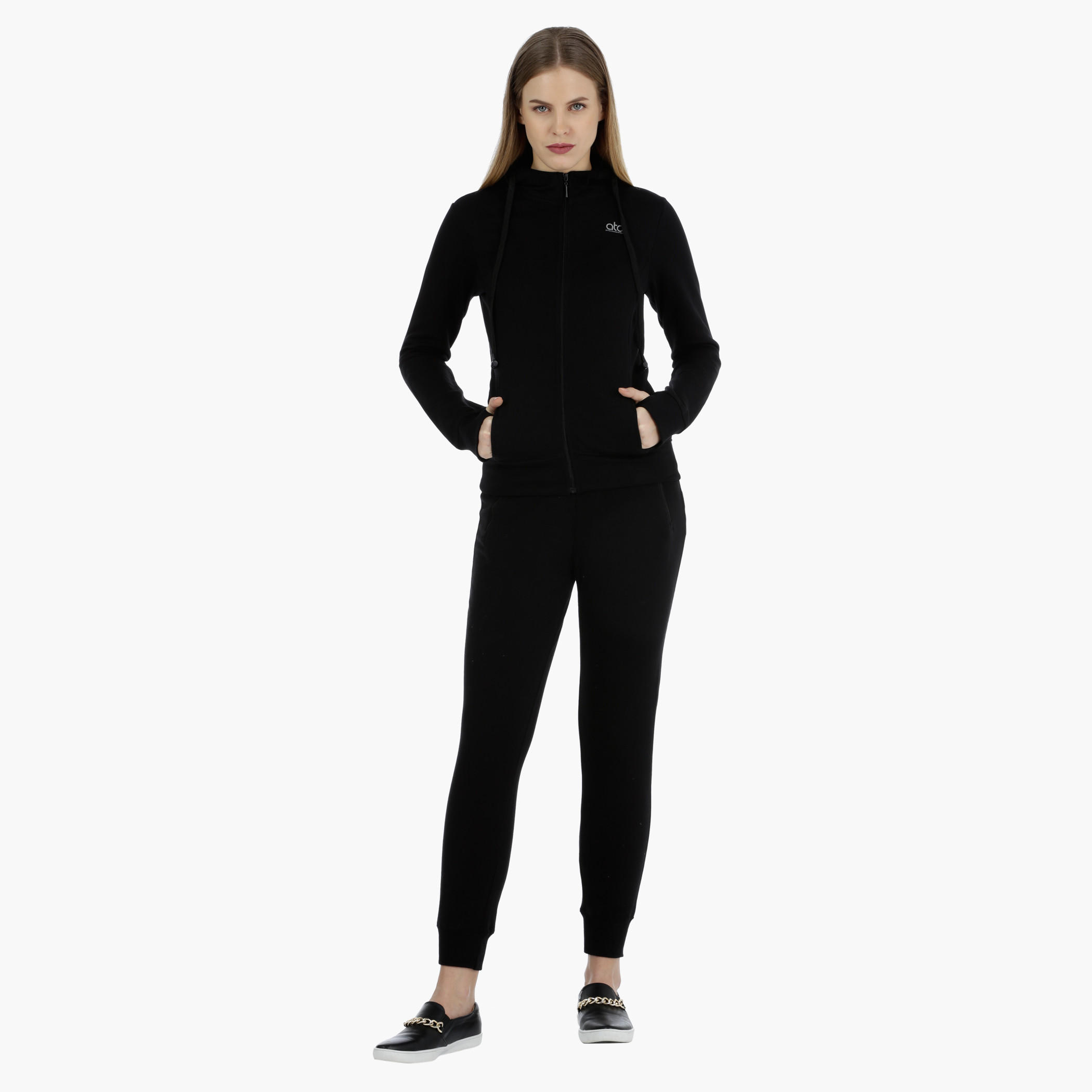 Full-sleeved Cut N Sew Hooded Sweatshirt with Earbuds-women-clothing-sportswearandactivewear-hoodiesandsweatshirts-image-5