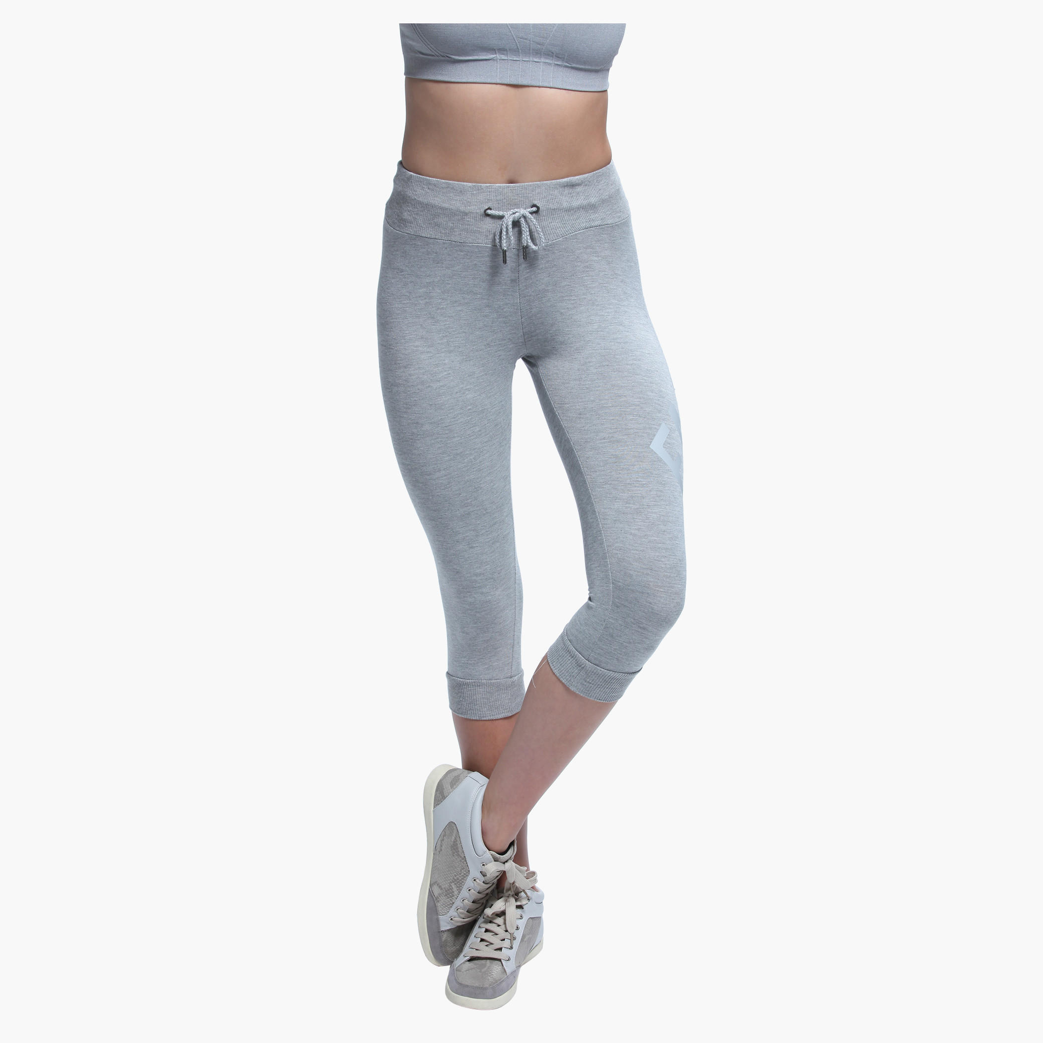 Graphic Print Melange Capri Pants with Elasticised Waistband-women-clothing-sportswearandactivewear-bottoms-image-1