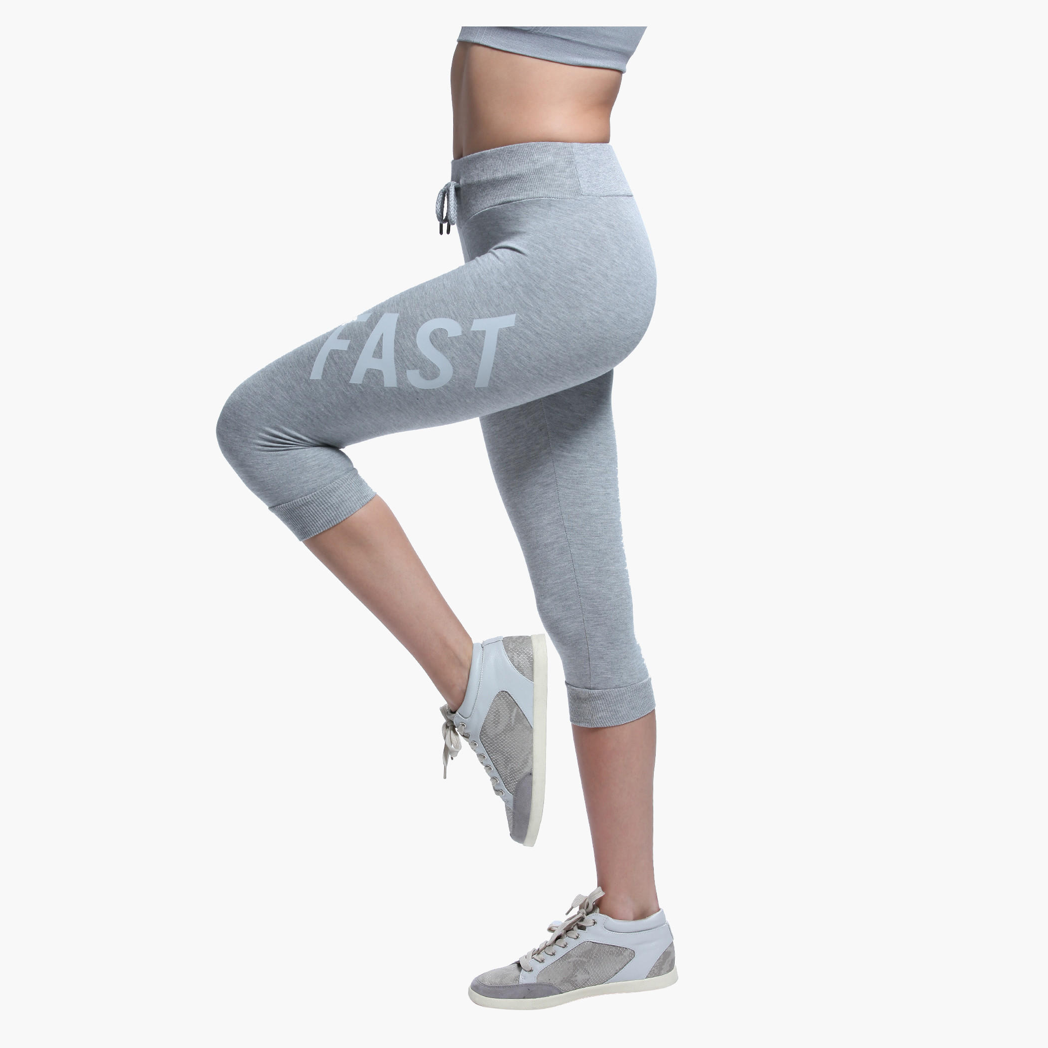 Graphic Print Melange Capri Pants with Elasticised Waistband-women-clothing-sportswearandactivewear-bottoms-image-3