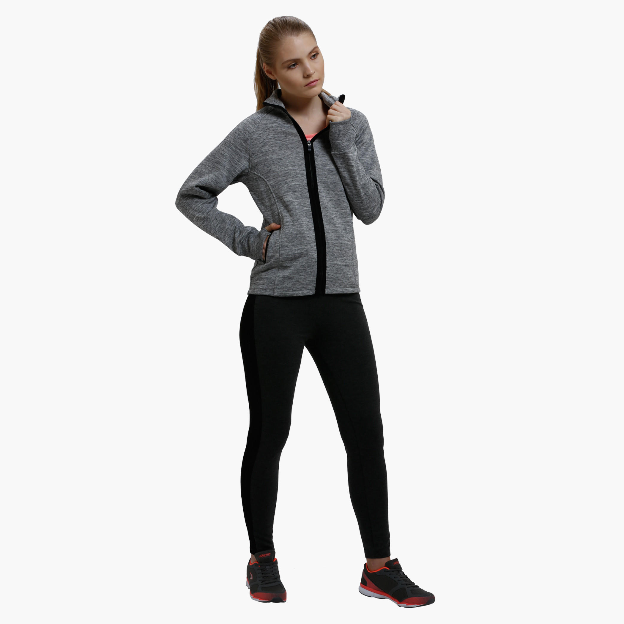 Melange Print Jacket with Zip Closure and Long Sleeves-women-clothing-sportswearandactivewear-coatsandjackets-jackets-image-5