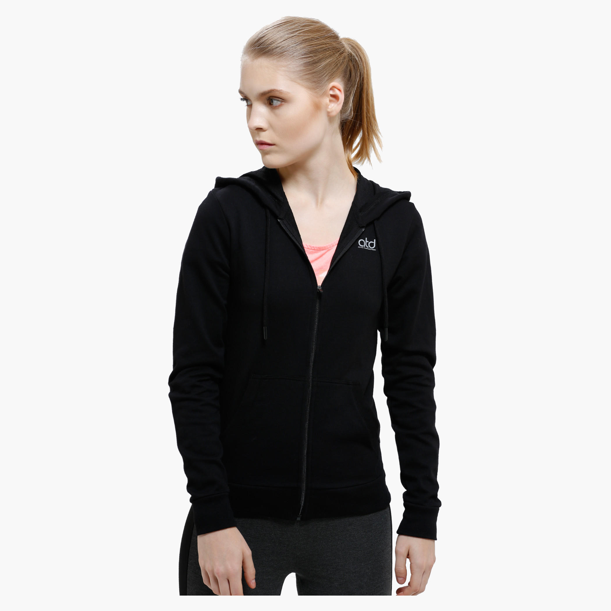 Hooded Long Sleeves Jacket with Zip Closure-women-clothing-sportswearandactivewear-hoodiesandsweatshirts-image-1