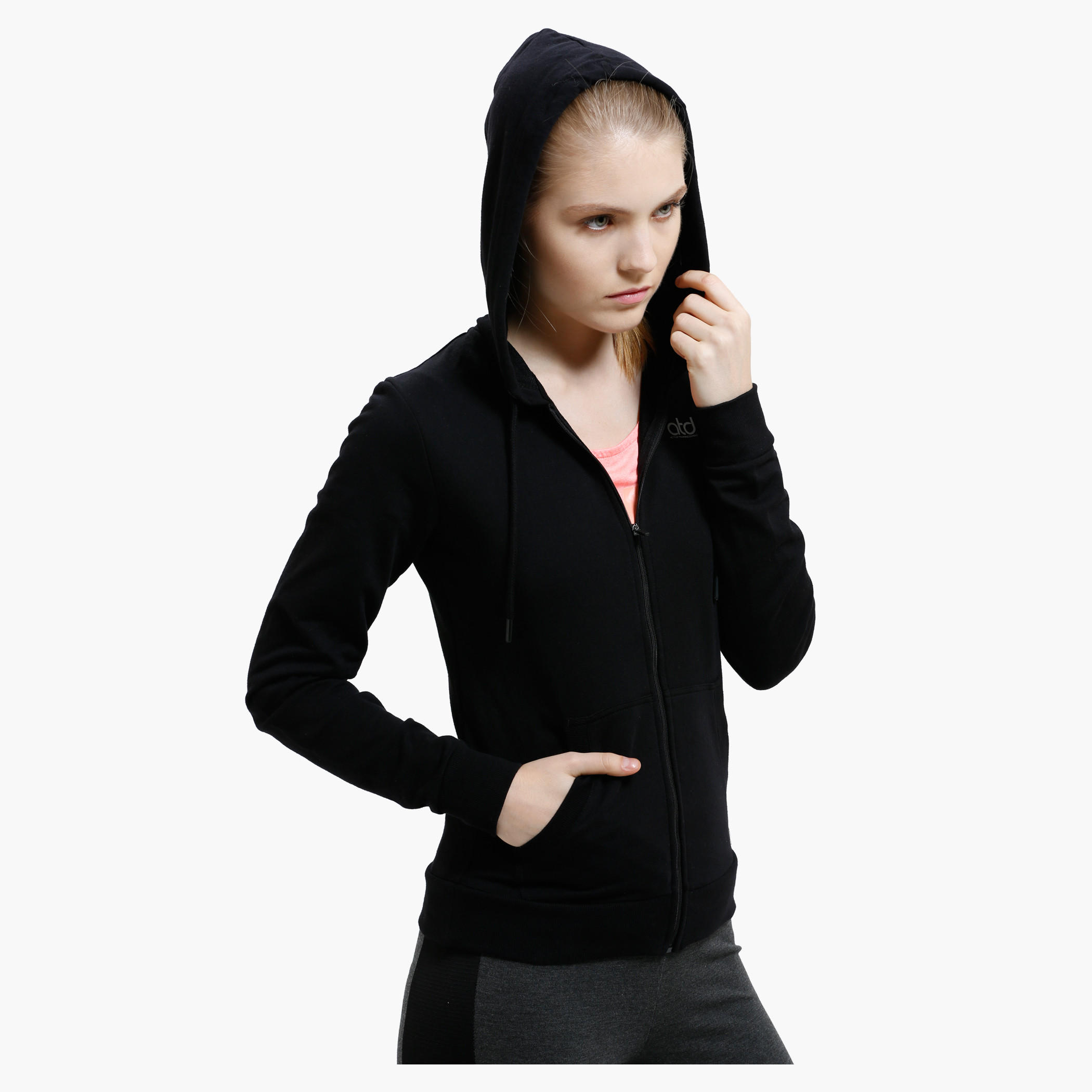 Hooded Long Sleeves Jacket with Zip Closure-women-clothing-sportswearandactivewear-hoodiesandsweatshirts-image-3