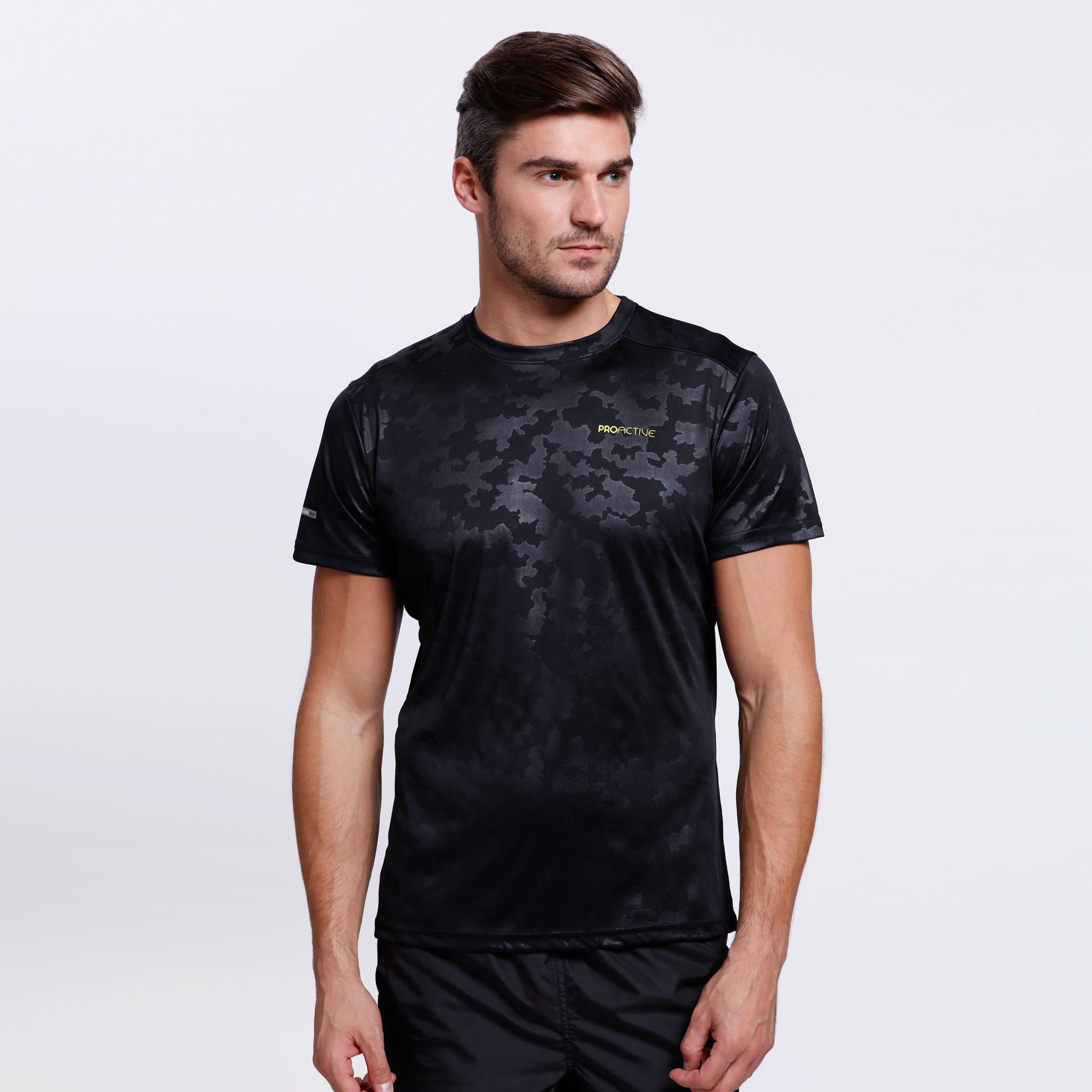 Tonal Print T-Shirt with Crew Neck and Short Sleeves-men-clothing-tshirtsandpolos-tshirts-image-1