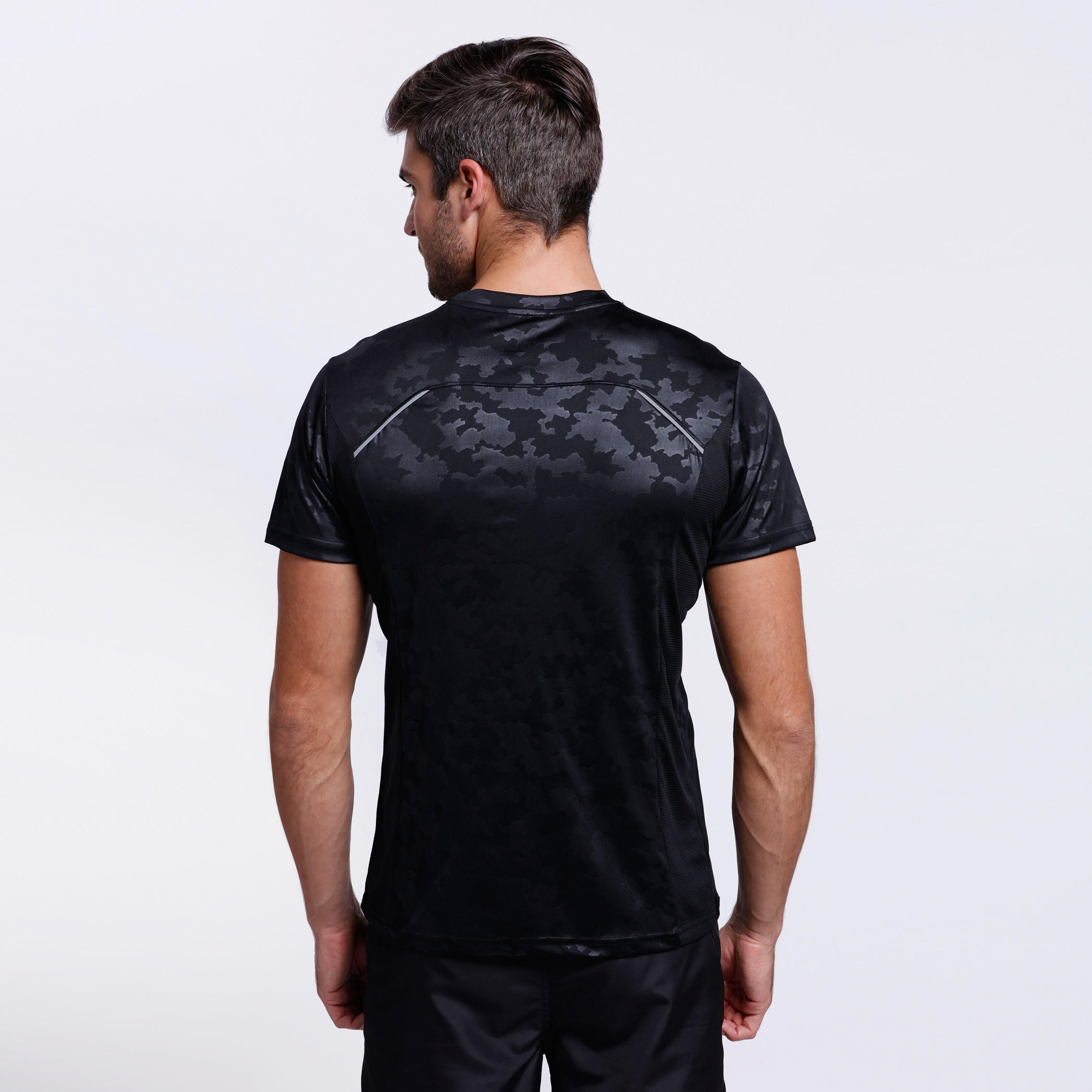 Tonal Print T-Shirt with Crew Neck and Short Sleeves-men-clothing-tshirtsandpolos-tshirts-image-2