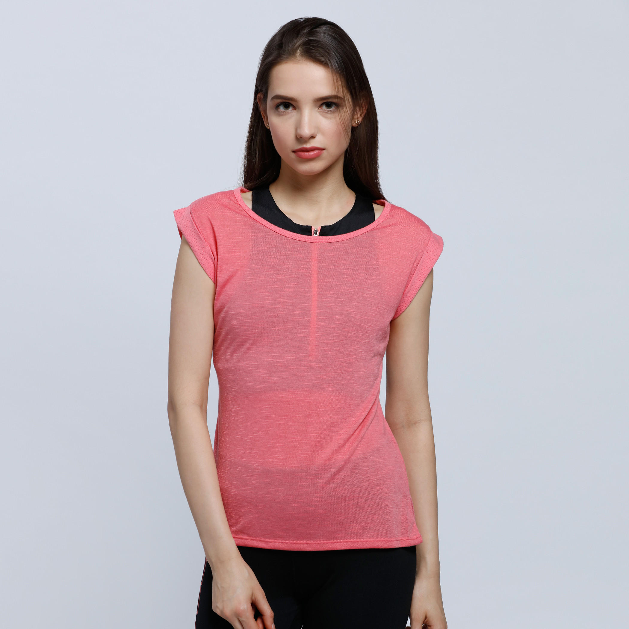 Cap Sleeves Top with Round Neck-women-clothing-tshirts-image-5
