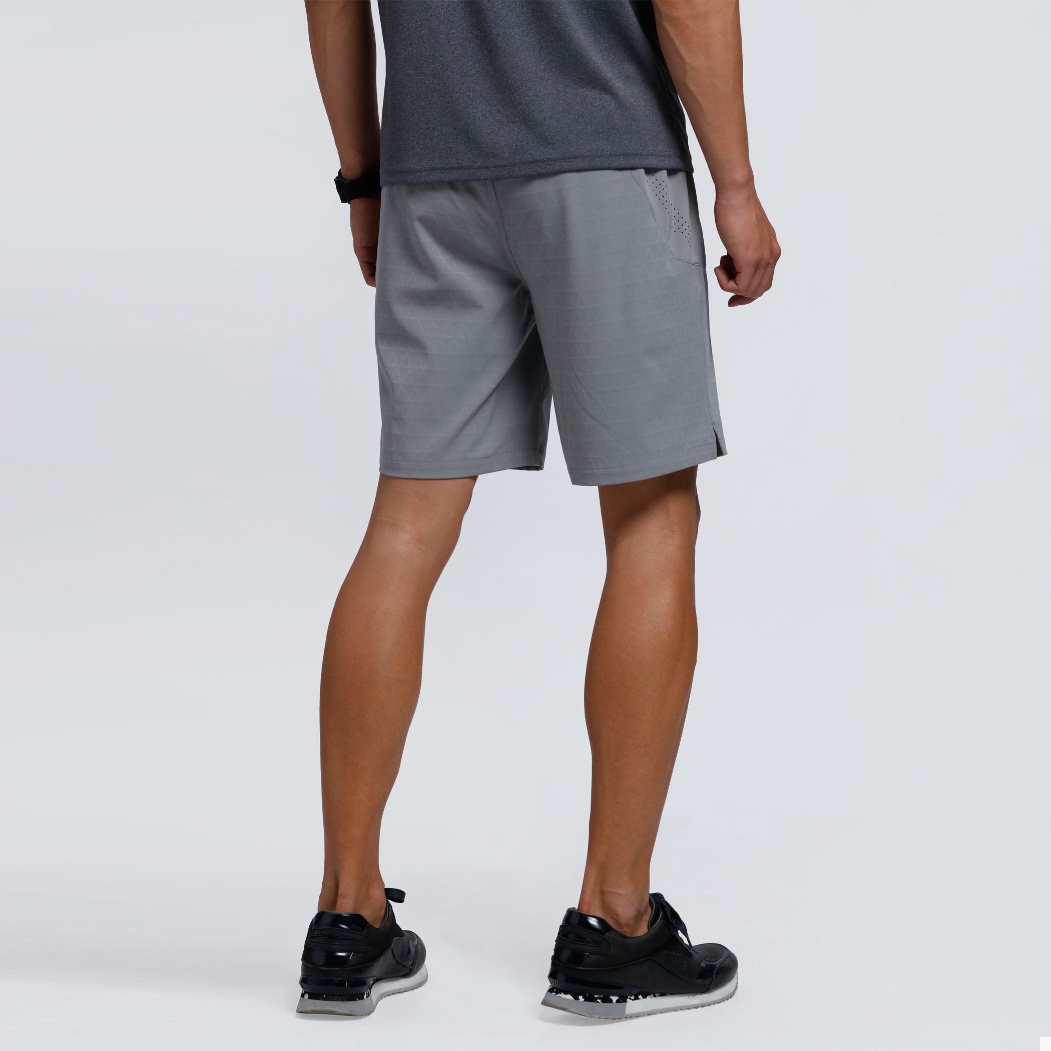 Melange Shorts with Elasticised Waistband-men-clothing-sportswearandactivewear-bottoms-image-2