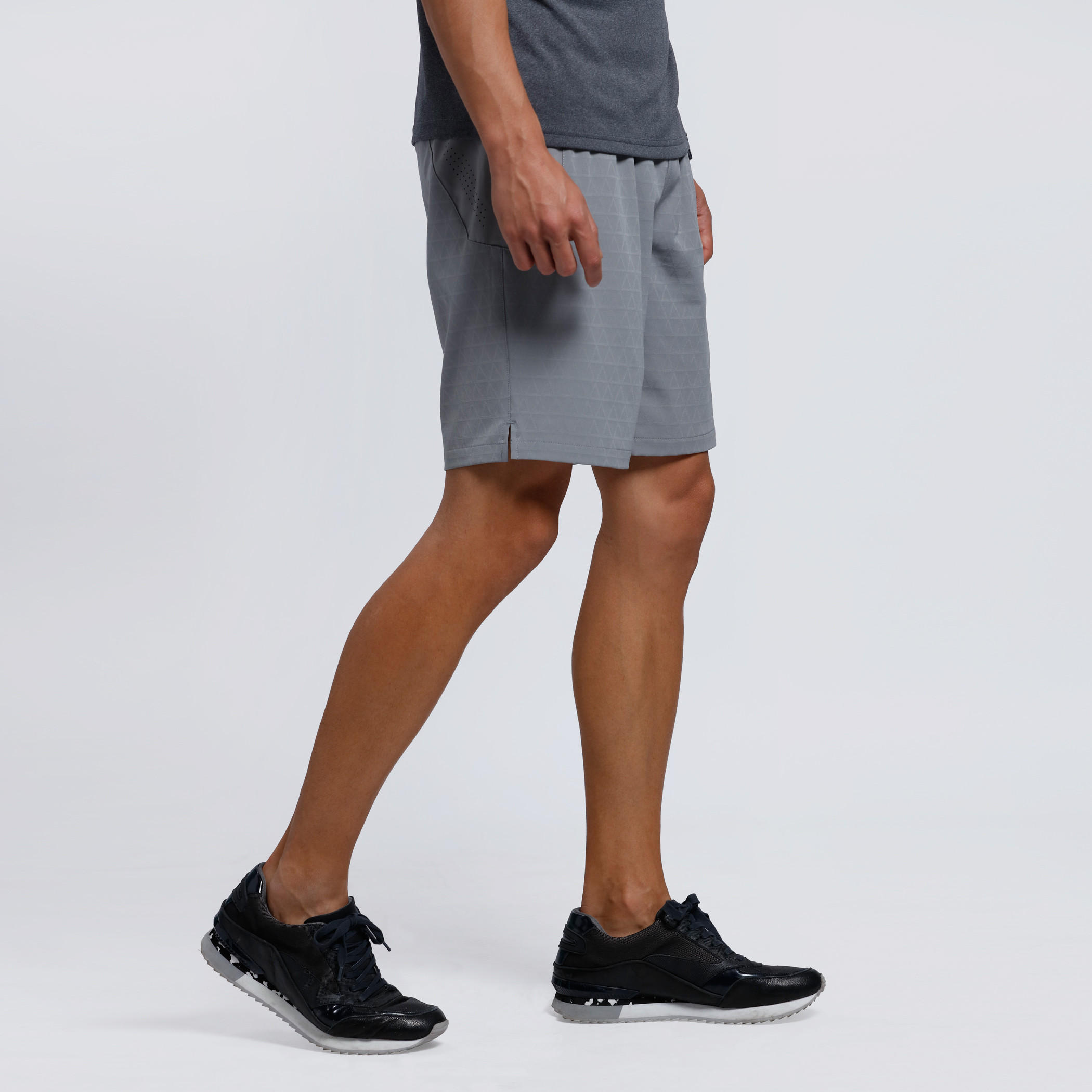 Melange Shorts with Elasticised Waistband-men-clothing-sportswearandactivewear-bottoms-image-3