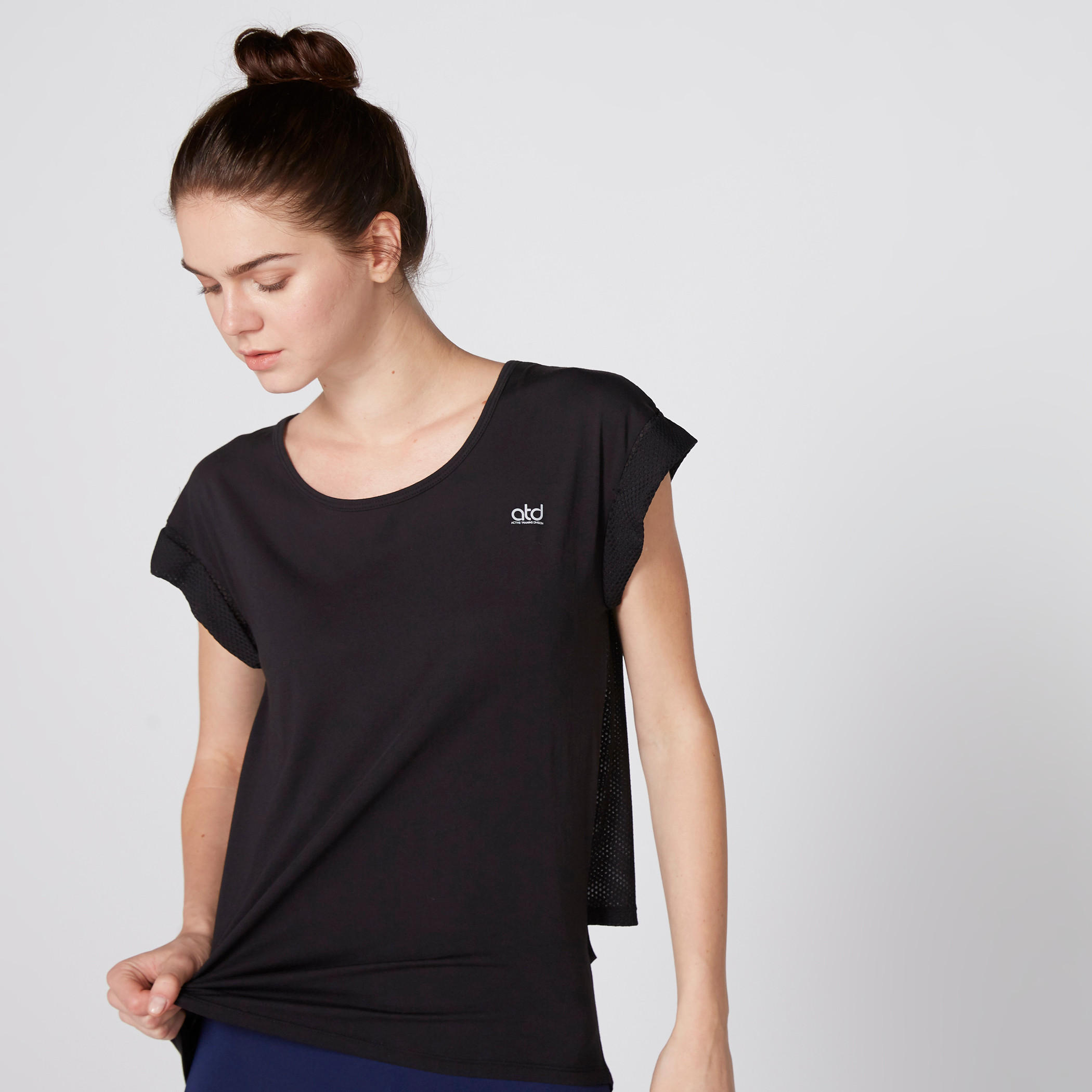 Round Neck T-Shirt with Cap Sleeves-women-clothing-sportswearandactivewear-tshirtsandvests-image-2