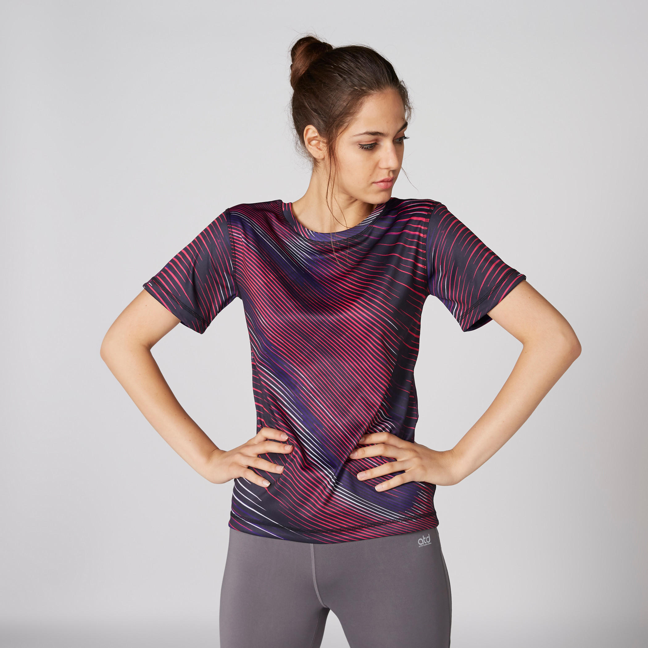 Printed 4-Way Reversible T-Shirt with Round Neck and Short Sleeves-women-clothing-sportswearandactivewear-tshirtsandvests-image-3