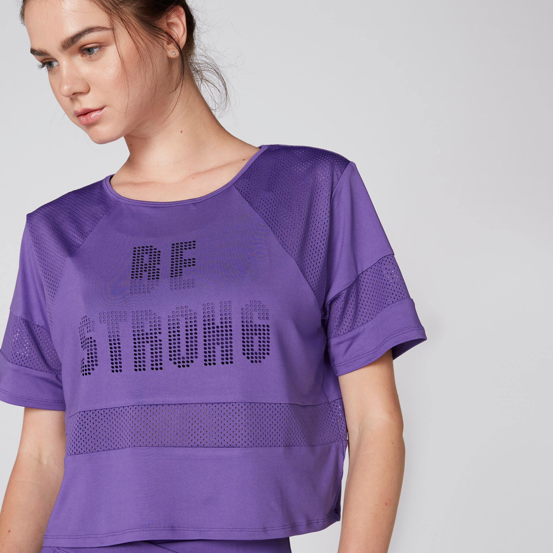 Mesh Crop Top with Round Neck and Short Sleeves-women-clothing-sportswearandactivewear-tshirtsandvests-image-1