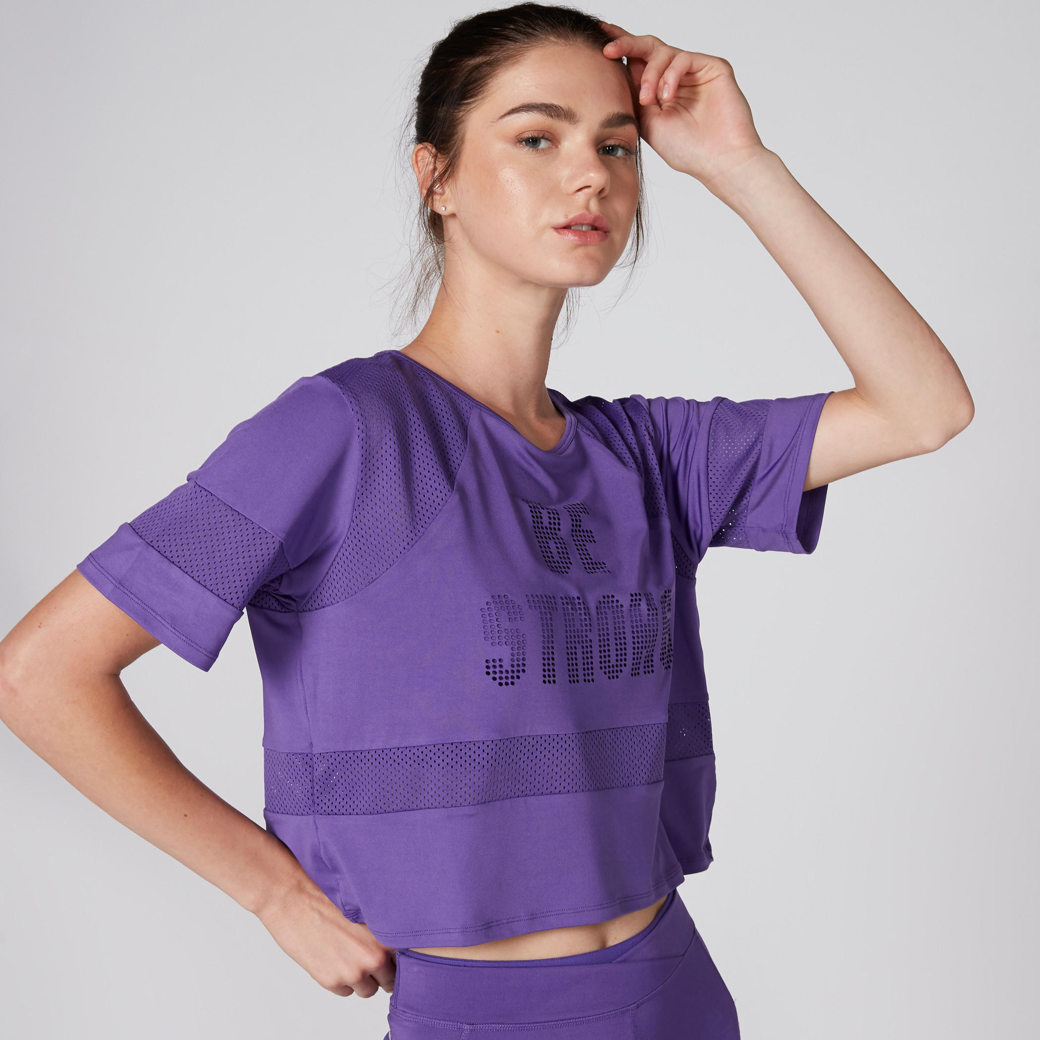 Mesh Crop Top with Round Neck and Short Sleeves-women-clothing-sportswearandactivewear-tshirtsandvests-image-3