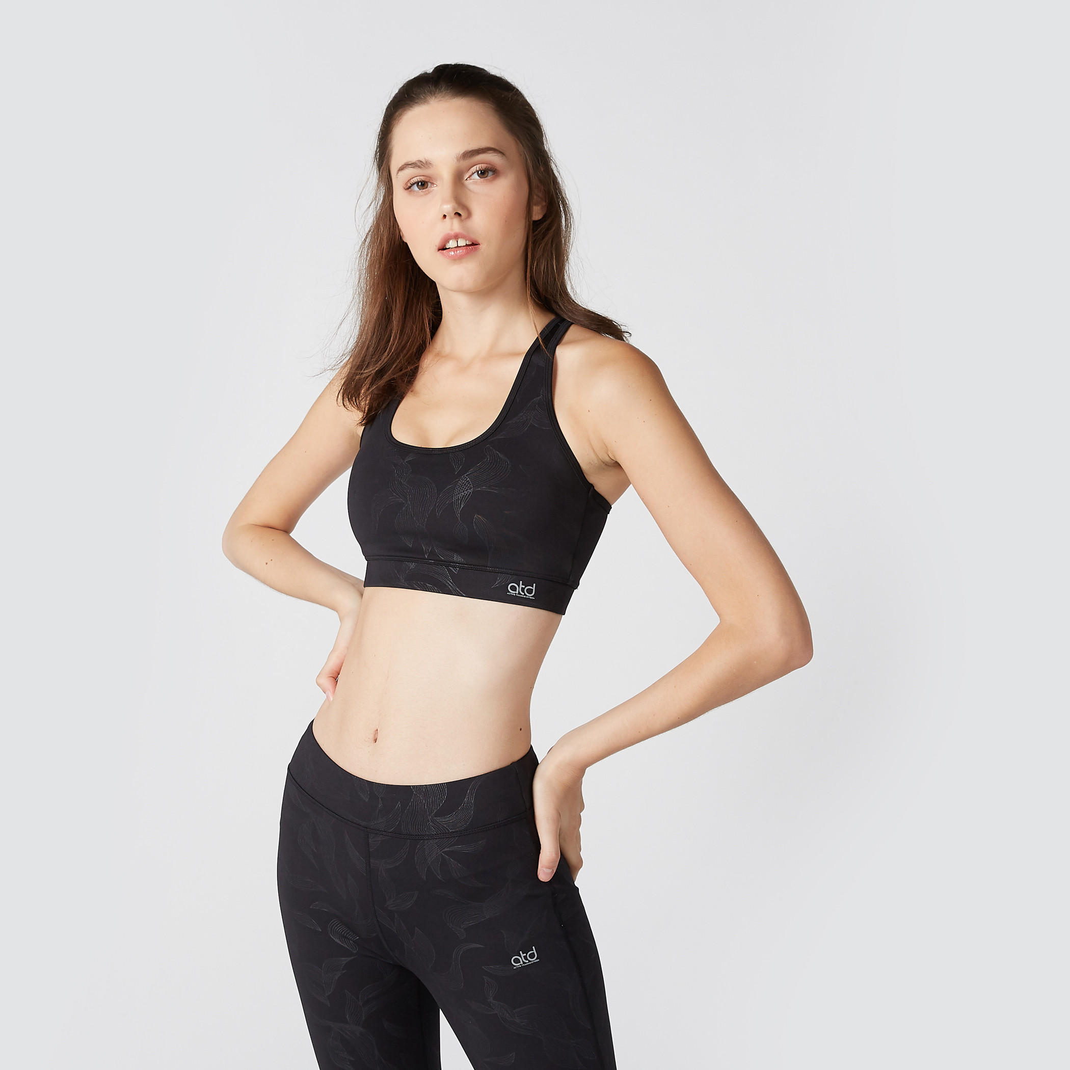 Printed Sports Bra with Scoop Neck and Back Mesh Insert-women-clothing-sportswearandactivewear-sportsbras-image-2