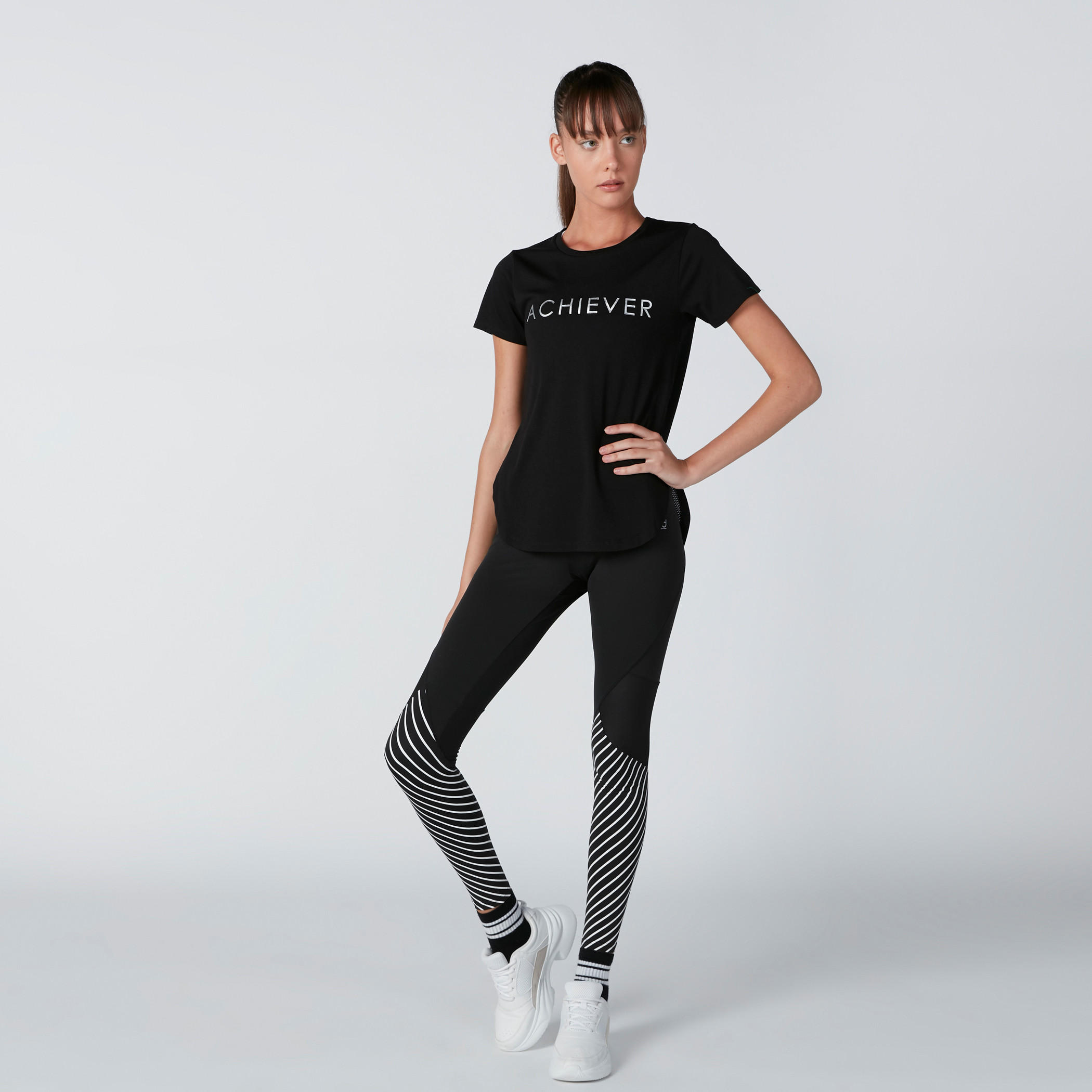 Text Printed T-Shirt with Short Sleeves-women-clothing-sportswearandactivewear-tshirtsandvests-image-1