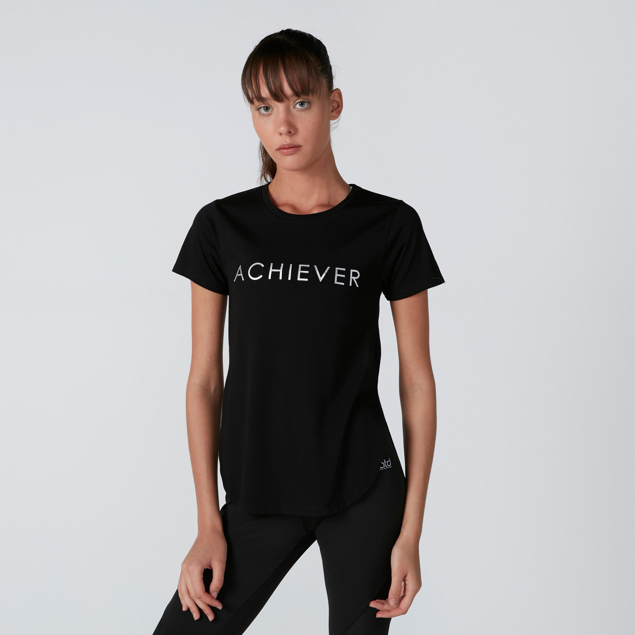 Text Printed T-Shirt with Short Sleeves-women-clothing-sportswearandactivewear-tshirtsandvests-image-3
