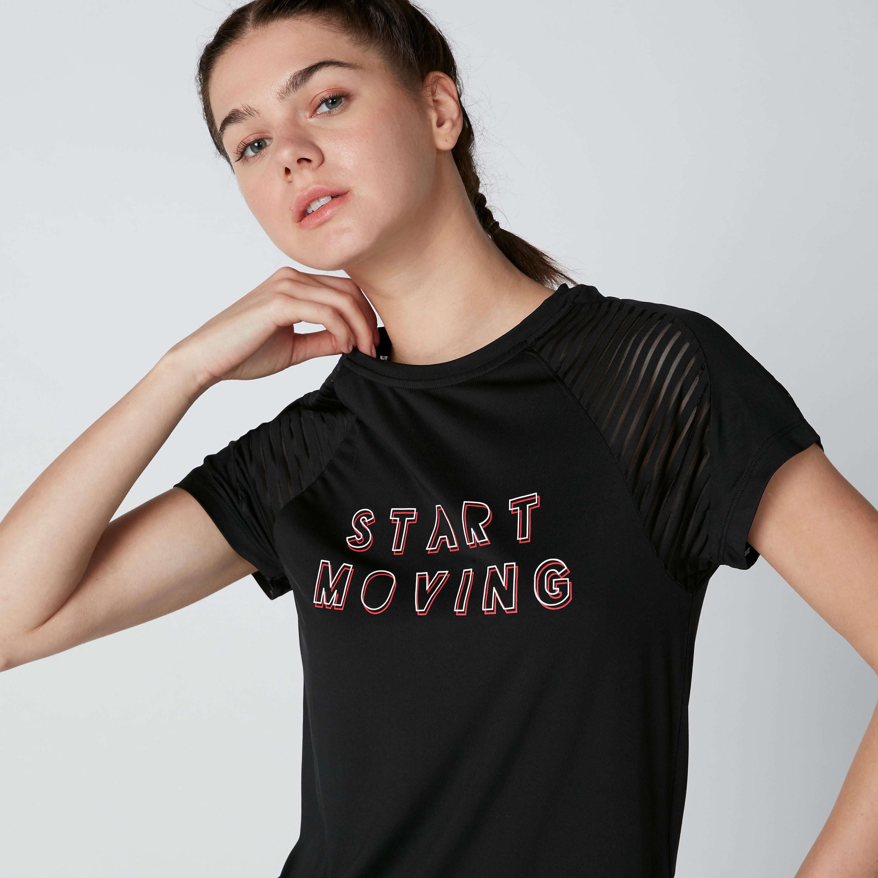 Printed T-Shirt with Round Neck and Raglan Sleeves-women-clothing-sportswearandactivewear-tshirtsandvests-image-1