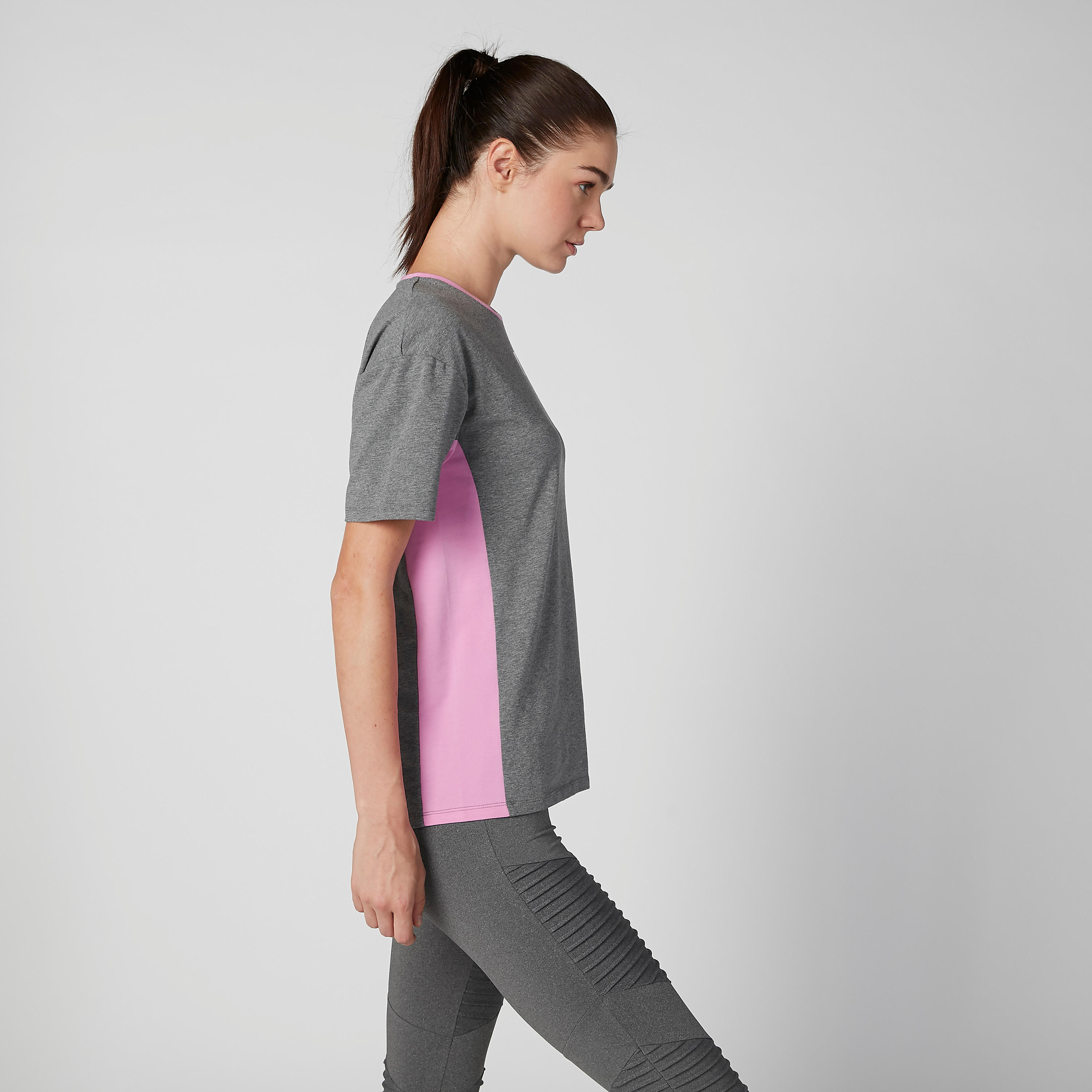 Sustainable Plain T-shirt with Round Neck and Short Sleeves-women-clothing-sportswearandactivewear-tshirtsandvests-image-3