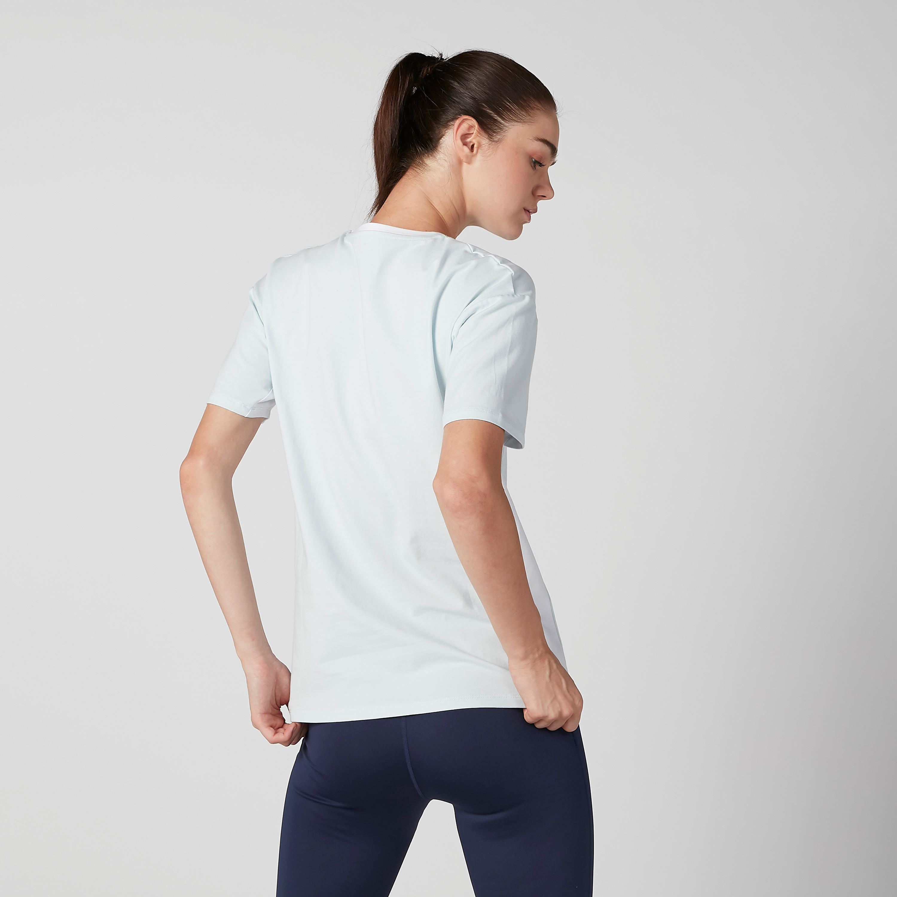 Sustainable Plain T-shirt with Round Neck and Short Sleeves-women-clothing-sportswearandactivewear-tshirtsandvests-image-4