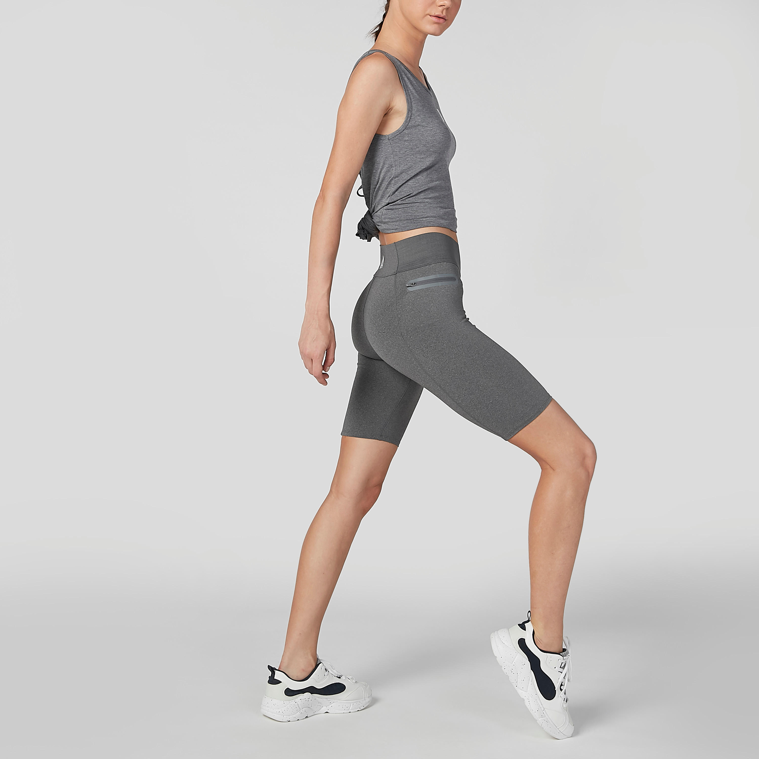 شورت سادة بخصر مطاطي وسحّاب-women-clothing-sportswearandactivewear-bottoms-image-2