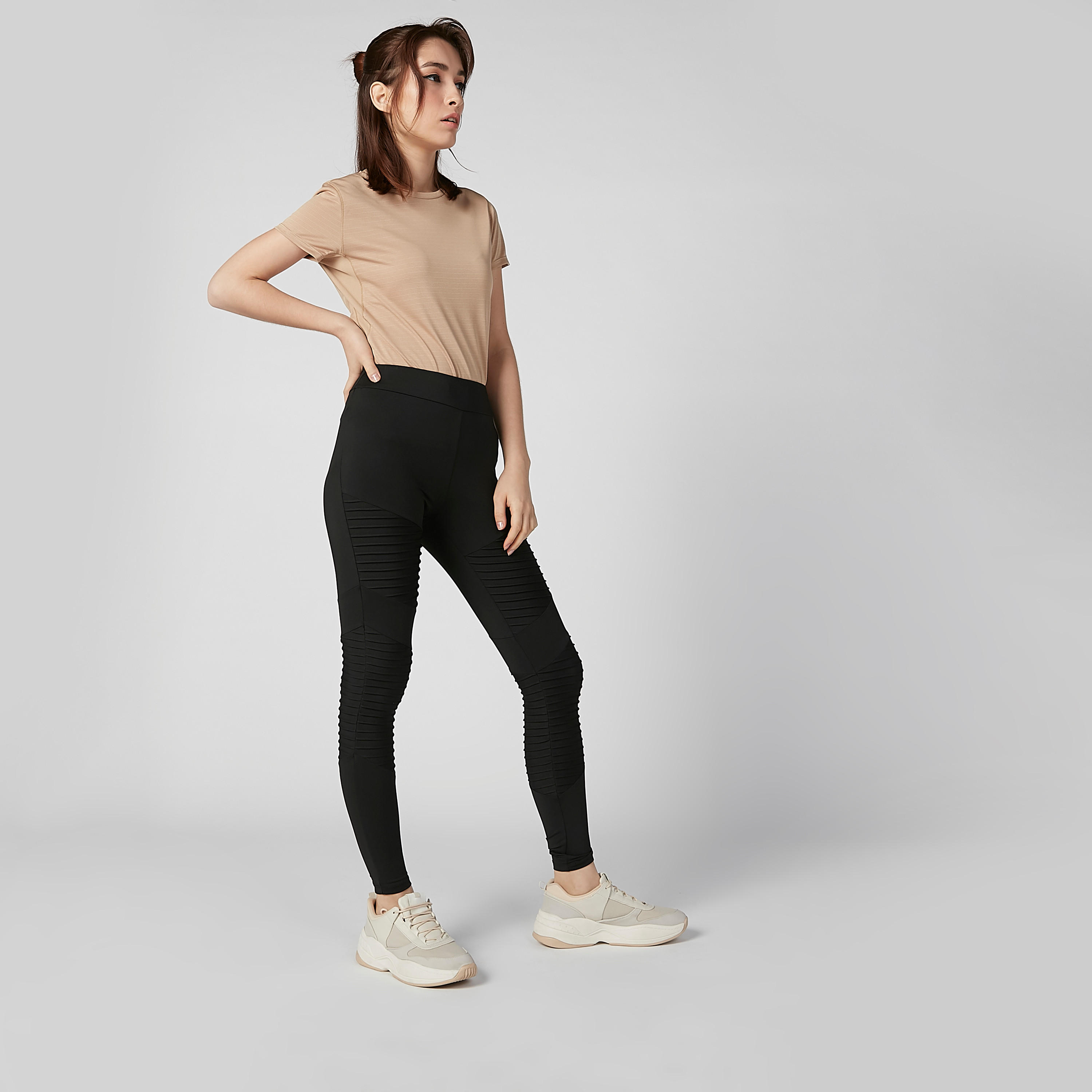 بنطلون ليقنز سادة طويل بخصر مطاطي-women-clothing-sportswearandactivewear-bottoms-image-1