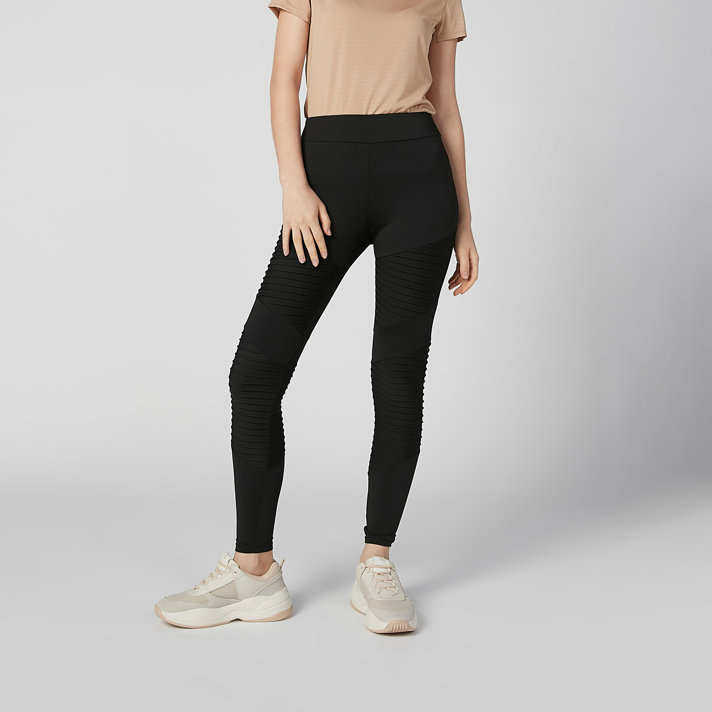 بنطلون ليقنز سادة طويل بخصر مطاطي-women-clothing-sportswearandactivewear-bottoms-image-2